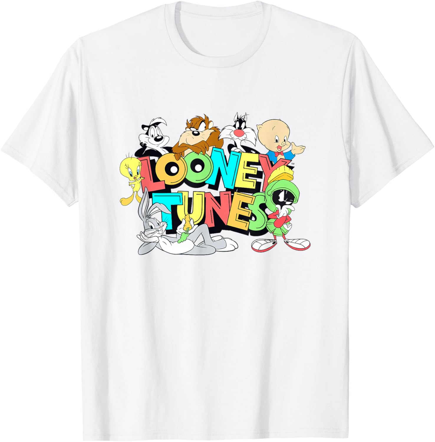 Looney Tunes Retro Neon Pop Group Shot T-Shirt for Fun Style Fans - 6