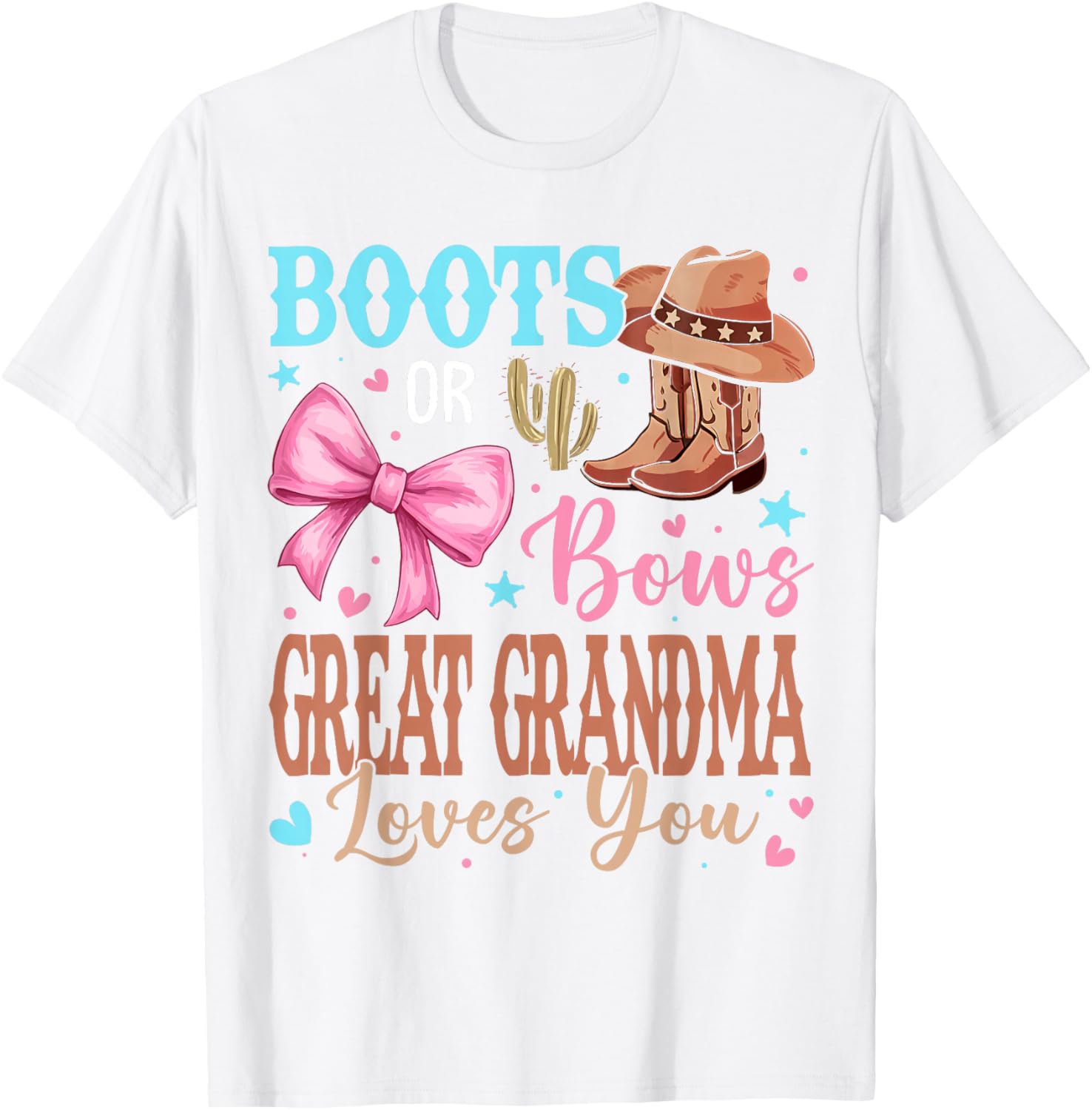 Great Grandma Boots or Bows Gender Reveal T-Shirt for Party Fun - 13