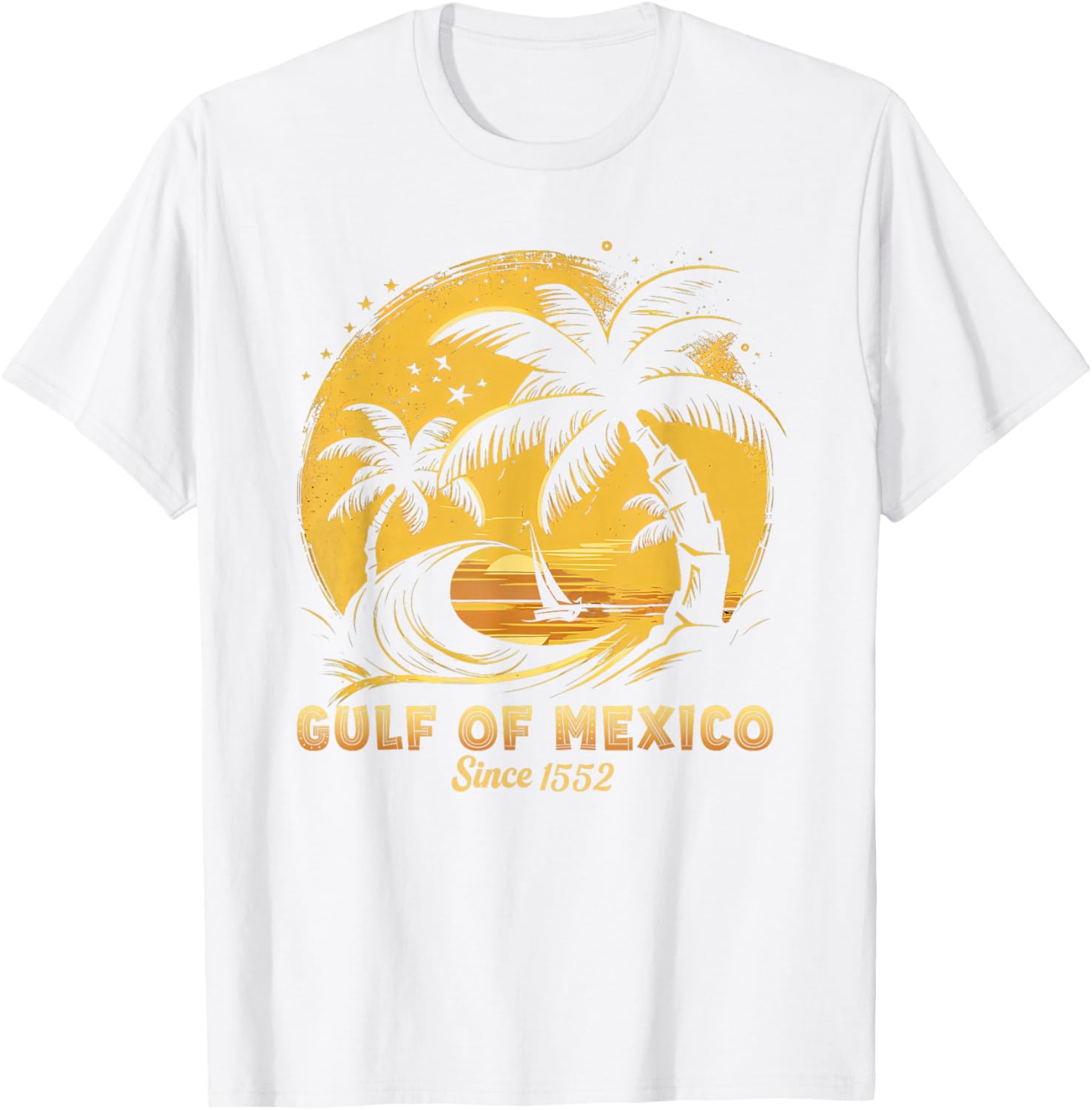 Gulf of Mexico T-Shirt with Palm Trees and Sailboat Design - 15