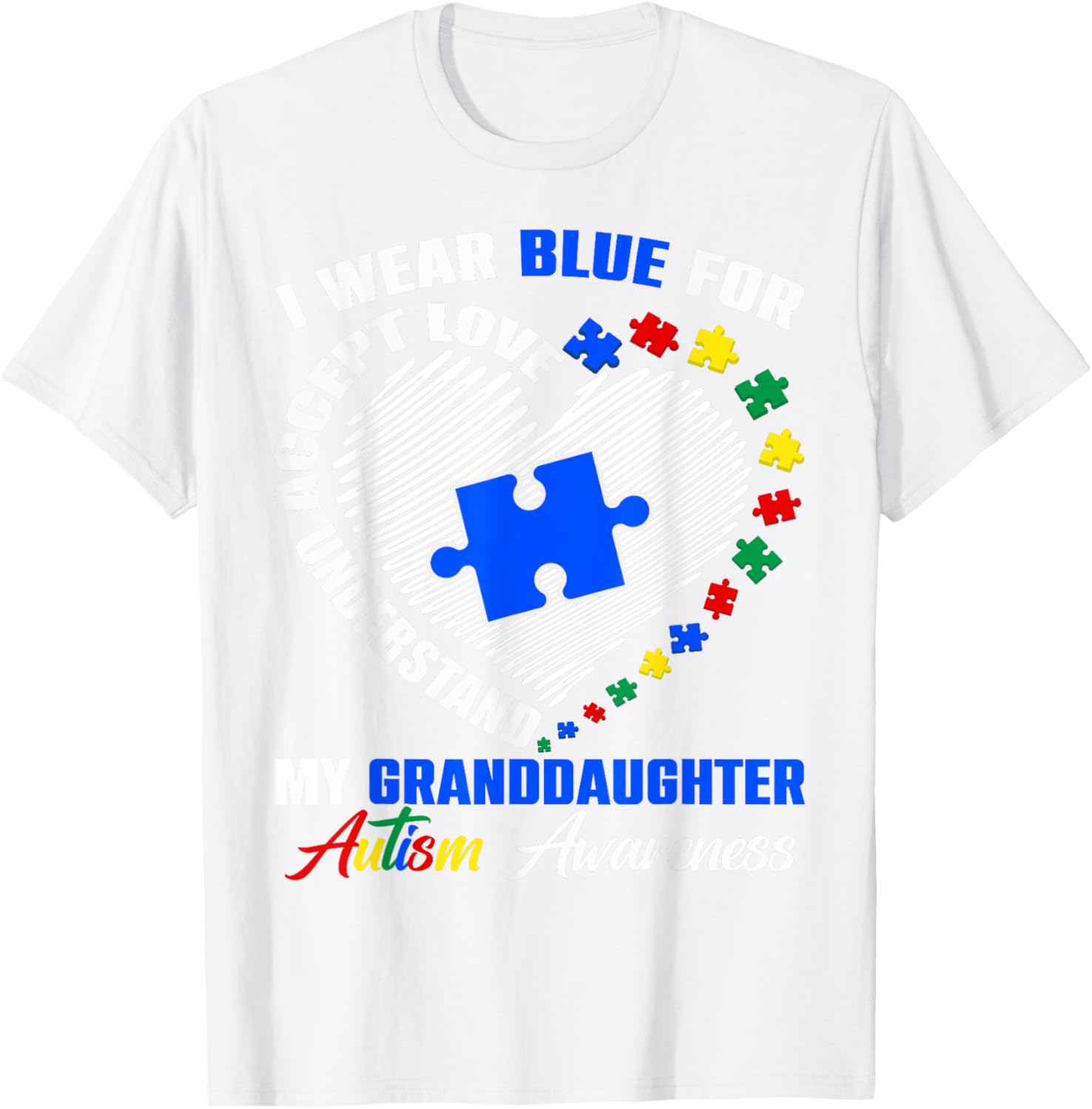 Blue Puzzle Pie T-Shirt for Autism Awareness - Perfect for Granddaughters - 19