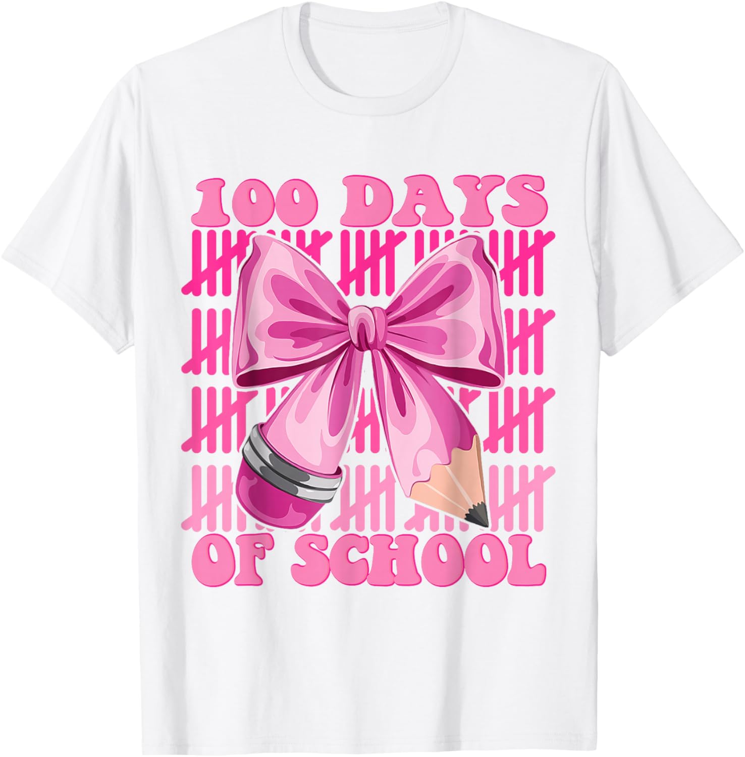 100 Days of School Girls Coquette Bow T-Shirt for Celebrating Milestones - 21