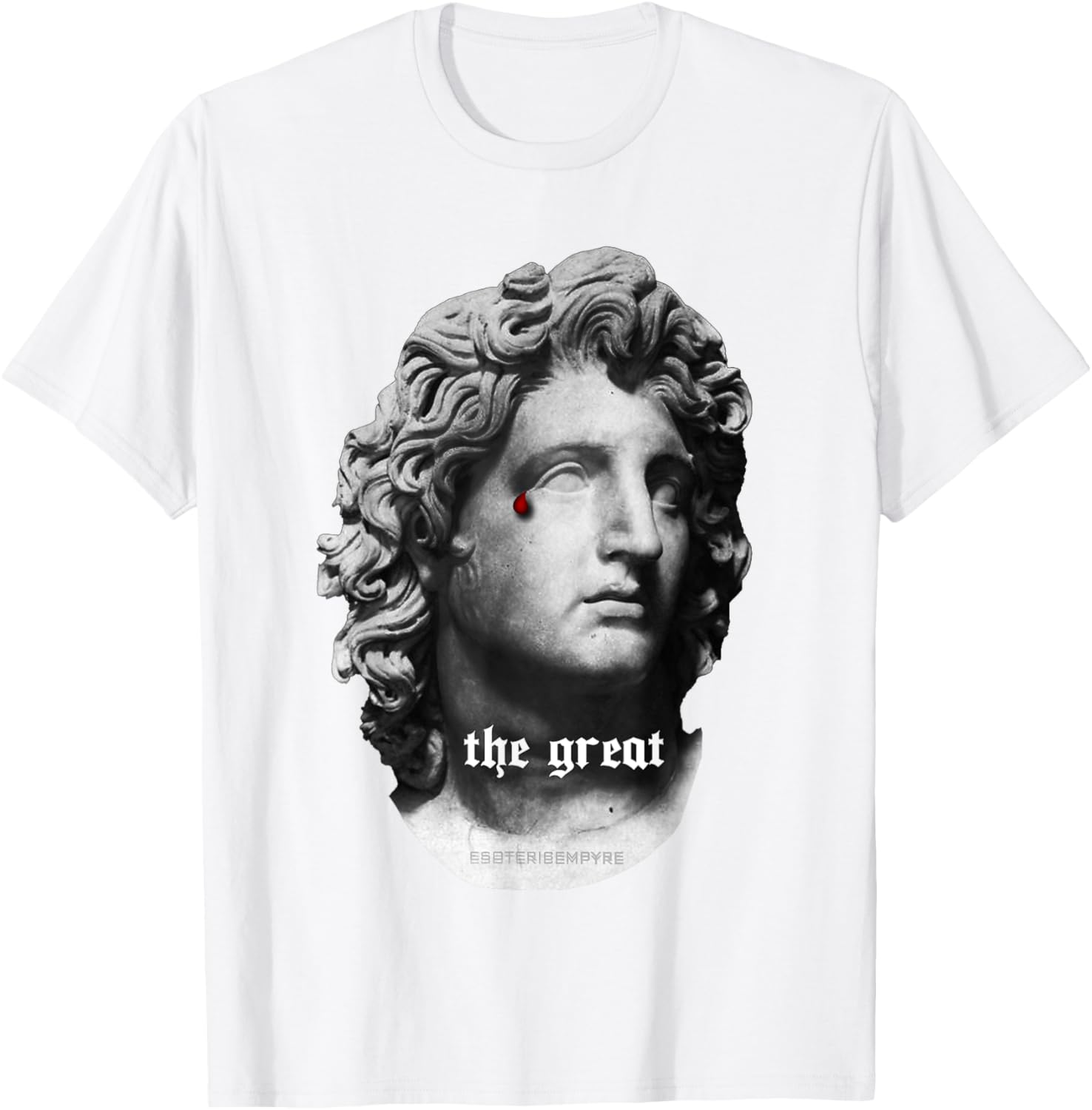 Alexander the Great Bust T-Shirt with Unique Bloody Teardrop Design - 2