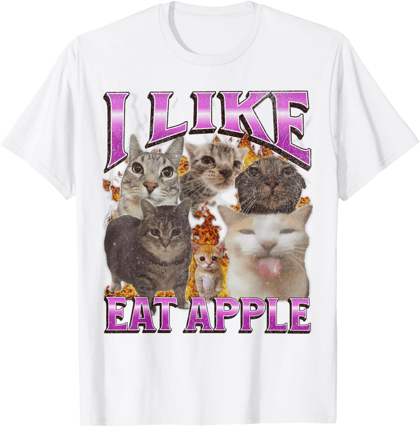 Funny Cat Meme Graphic T-Shirt I Like Eat Apples for Men and Women - 13
