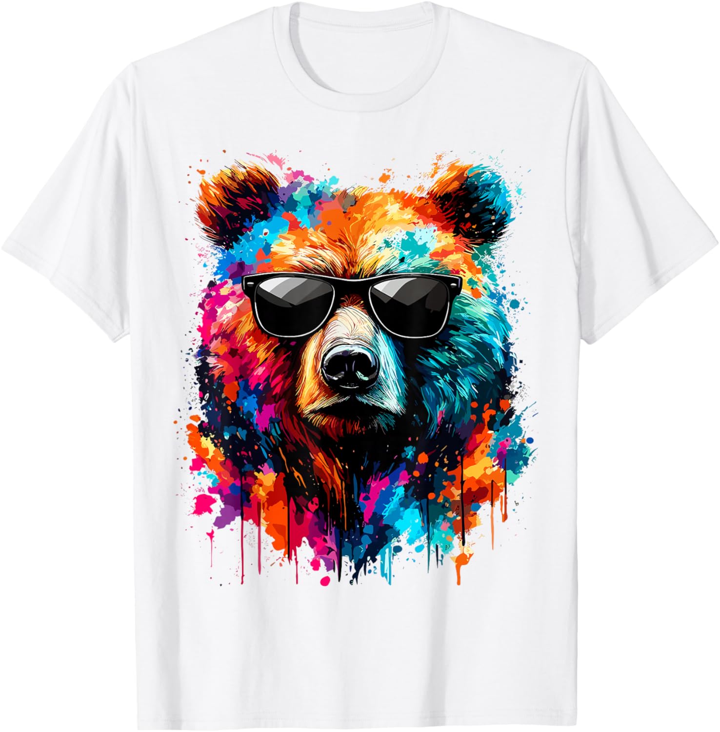 Colorful Bear with Sunglasses T-Shirt for Wildlife Lovers and Adventures - 12