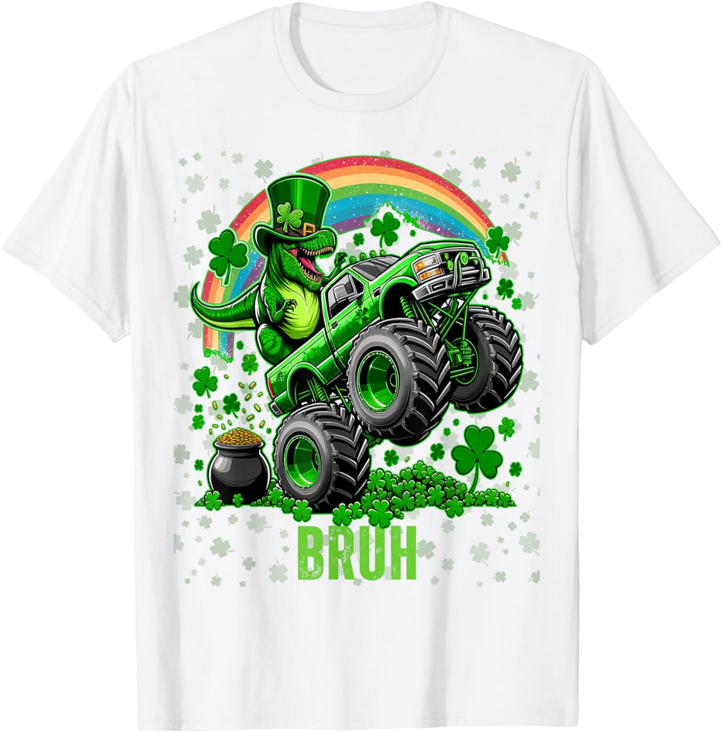 Bruh St Patricks Day Monster Truck Shirt for Festive Fun and Style - 6