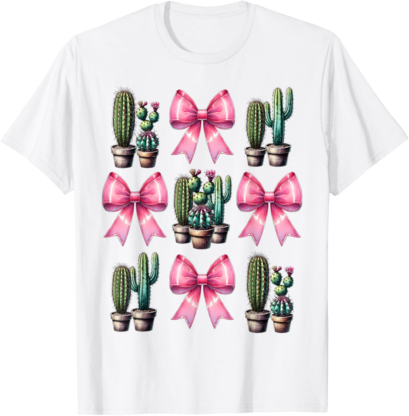 Coquette Bow Cactus Succulent Plant Mom Pink T-Shirt for Mother's Day - 1
