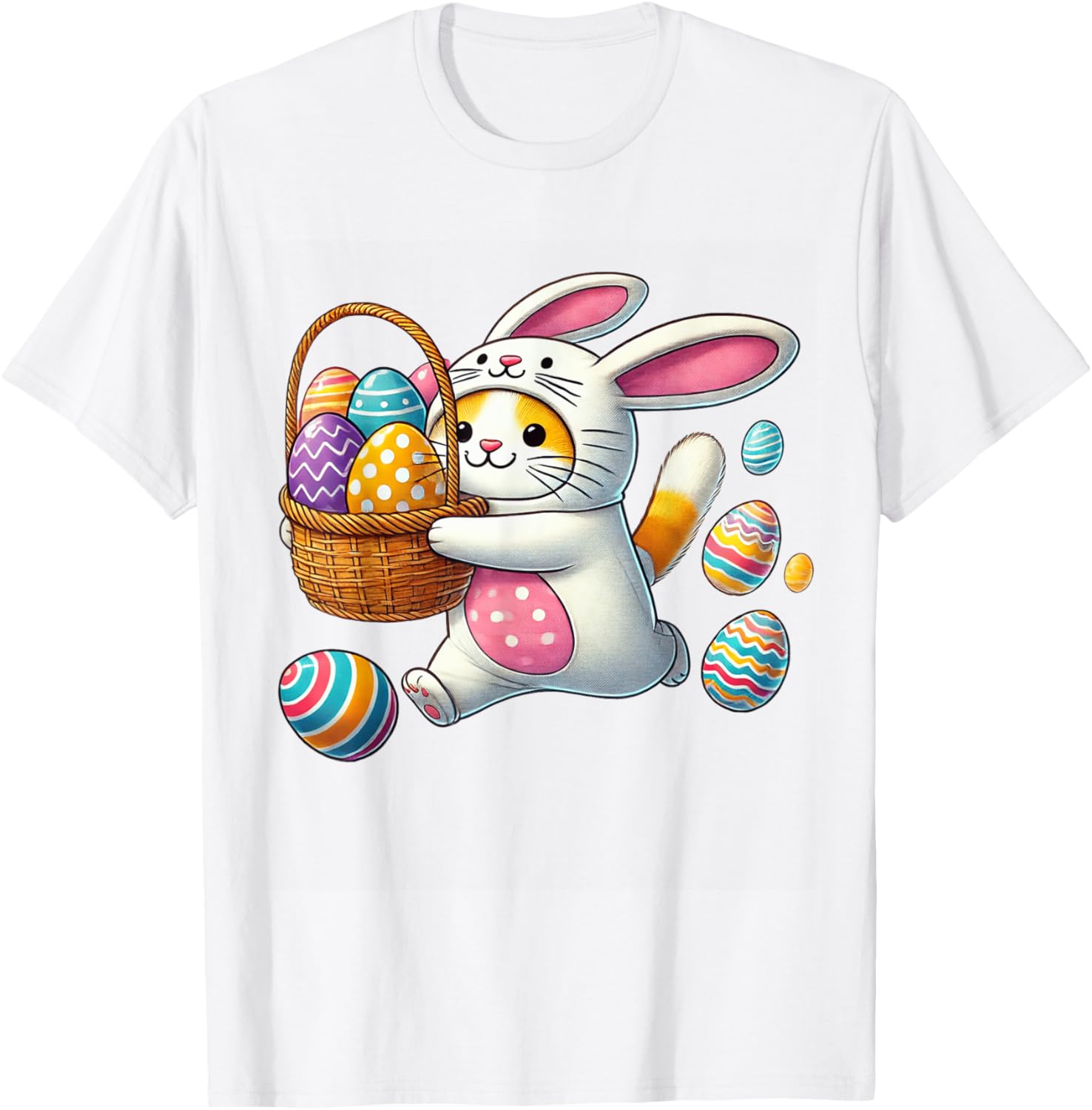 Funny Easter Orange Cat Bunny Ears T-Shirt for Kids Boys and Girls - 20