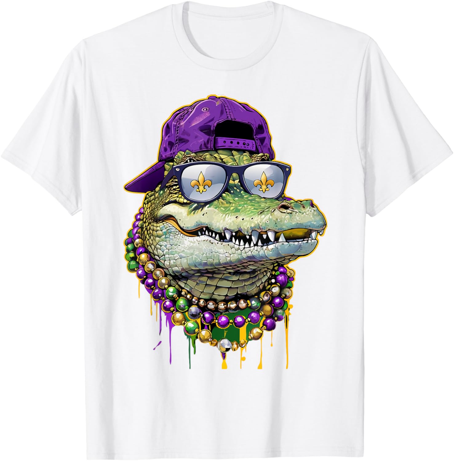 Mardigator Mardi Gras Alligator Costume T-Shirt for Men and Women - 5