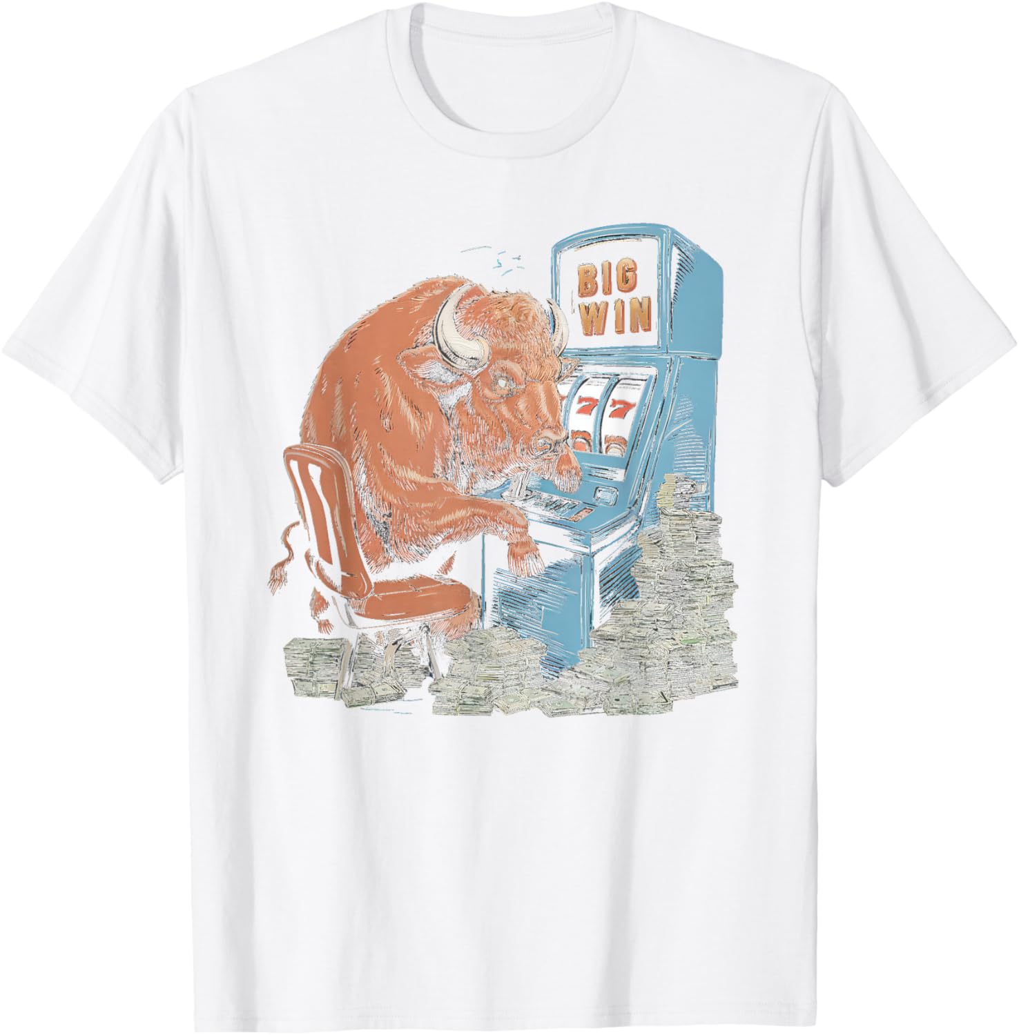 Lucky Buffalo Casino Slot Machine T-Shirt for Gamblers and Slots Fans - 22