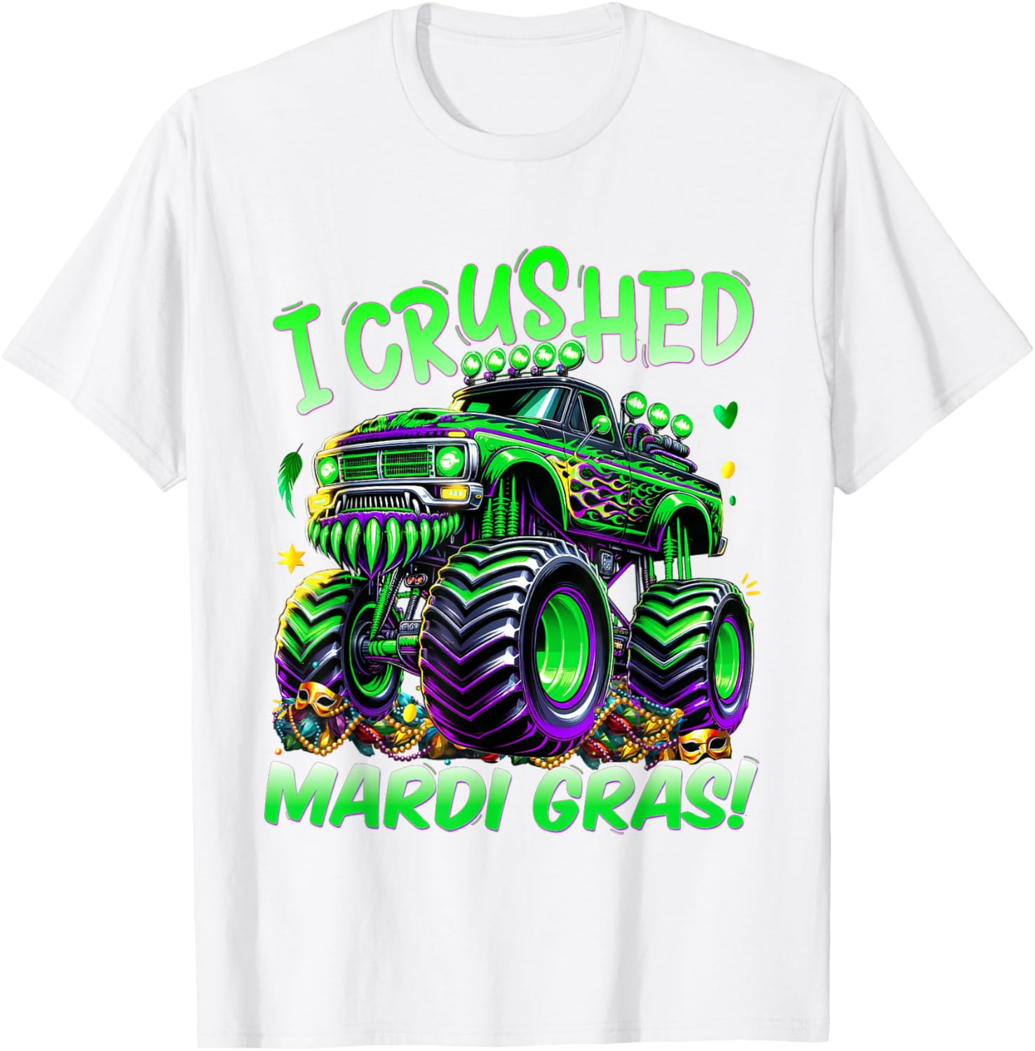 I Crushed Mardi Gras Monster Truck Tee for Boys and Kids Fun Shirt - 9