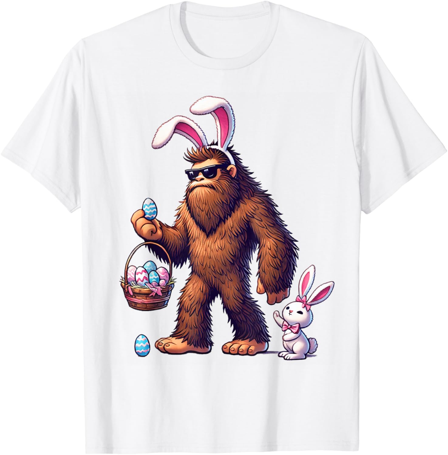 Bigfoot Sasquatch Bunny Easter Eggs T-Shirt for Kids and Men - 2
