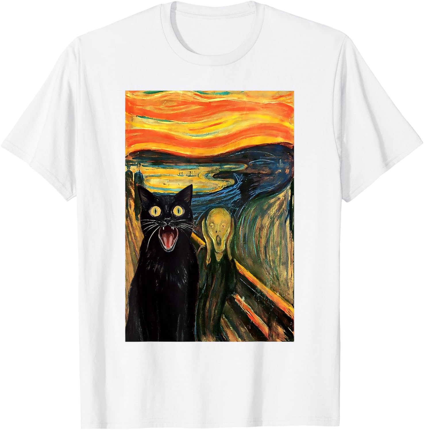 Funny Black Cat Scream Parody T-Shirt for Cat Lovers and Fans - 6