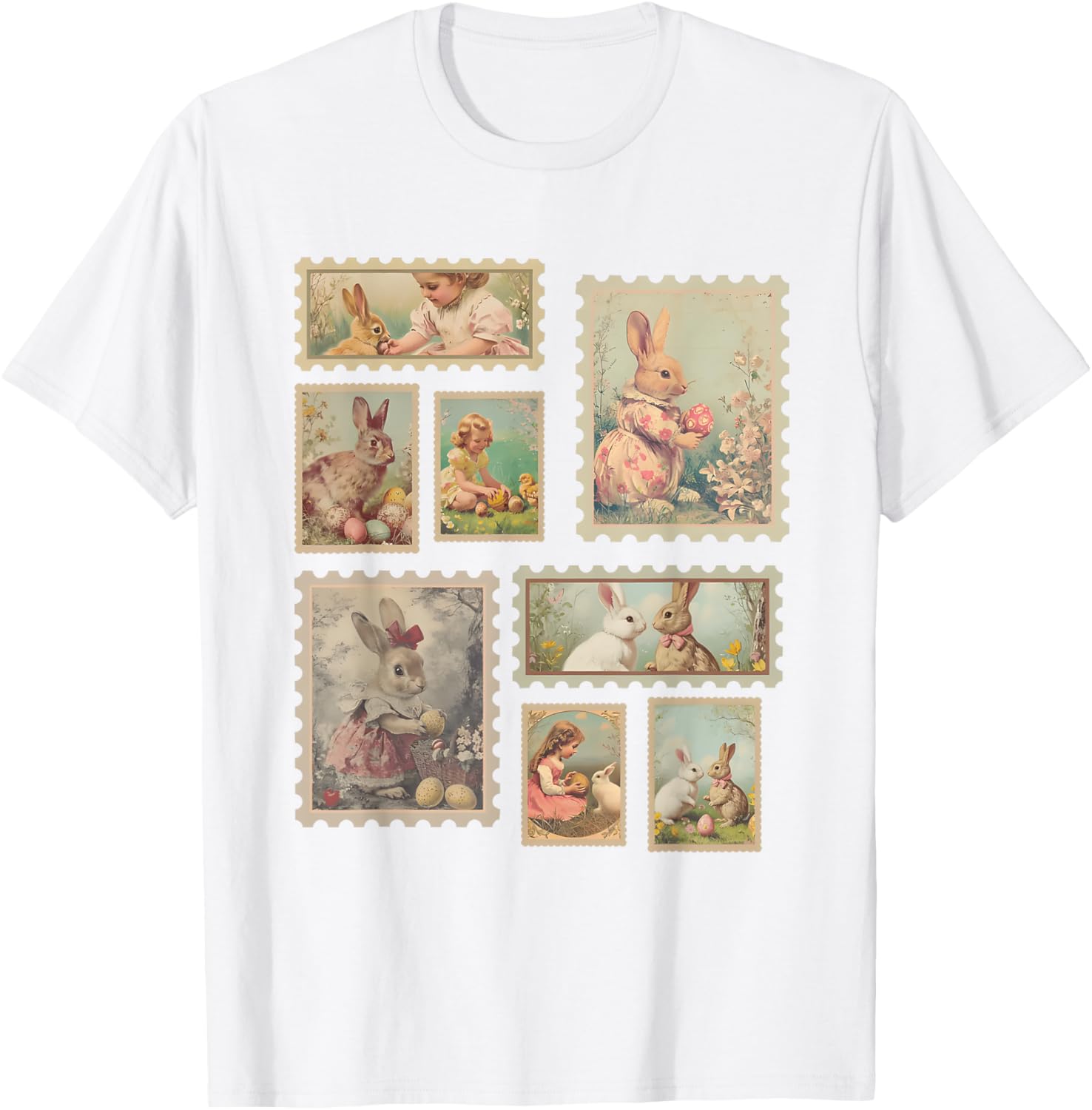 Retro Easter Bunny T-Shirt for Women Cute Spring Fashion Top - 5