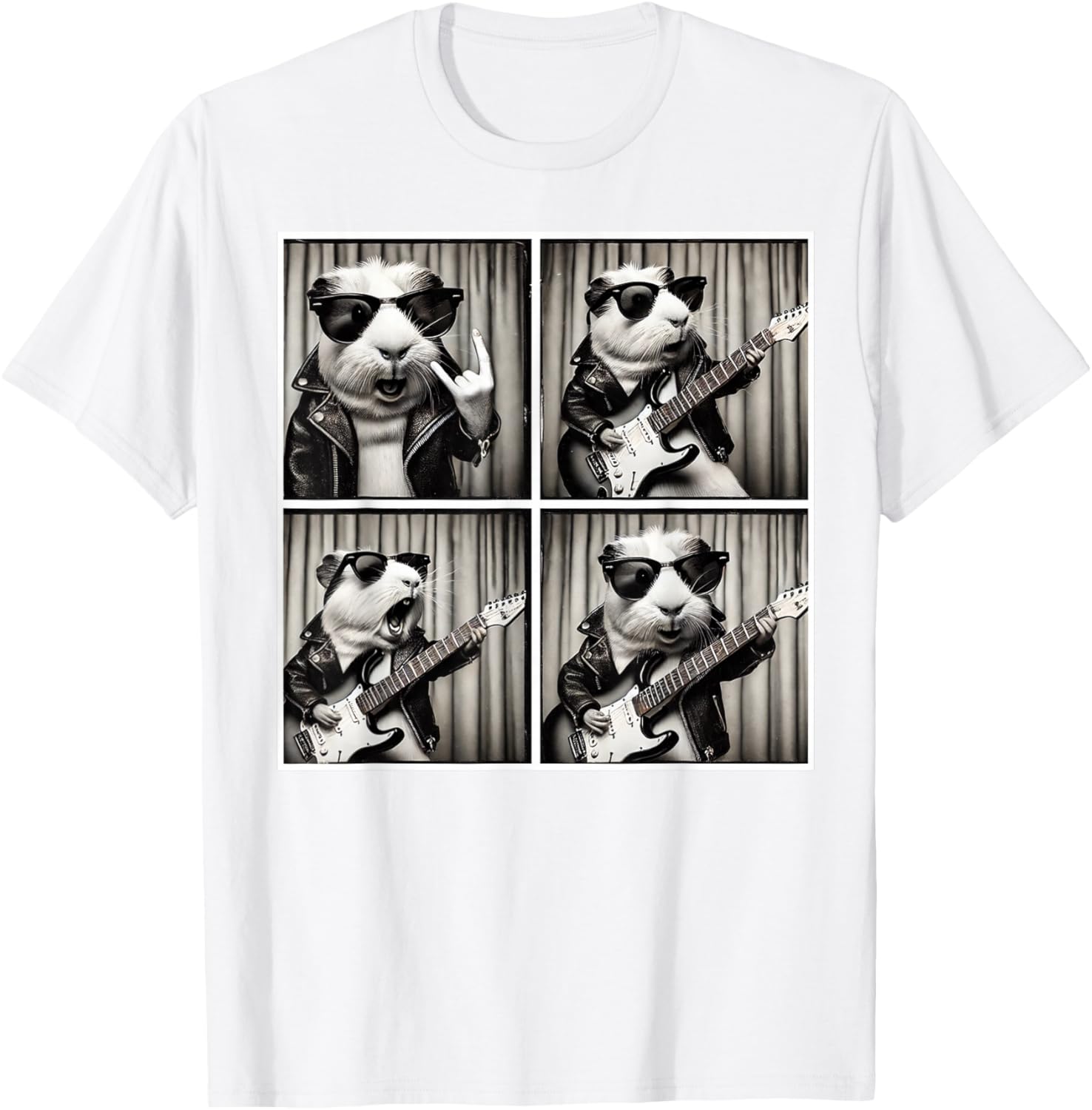 Cute Guinea Pig Electric Guitar T-Shirt for Music Lovers and Pet Fans - 6