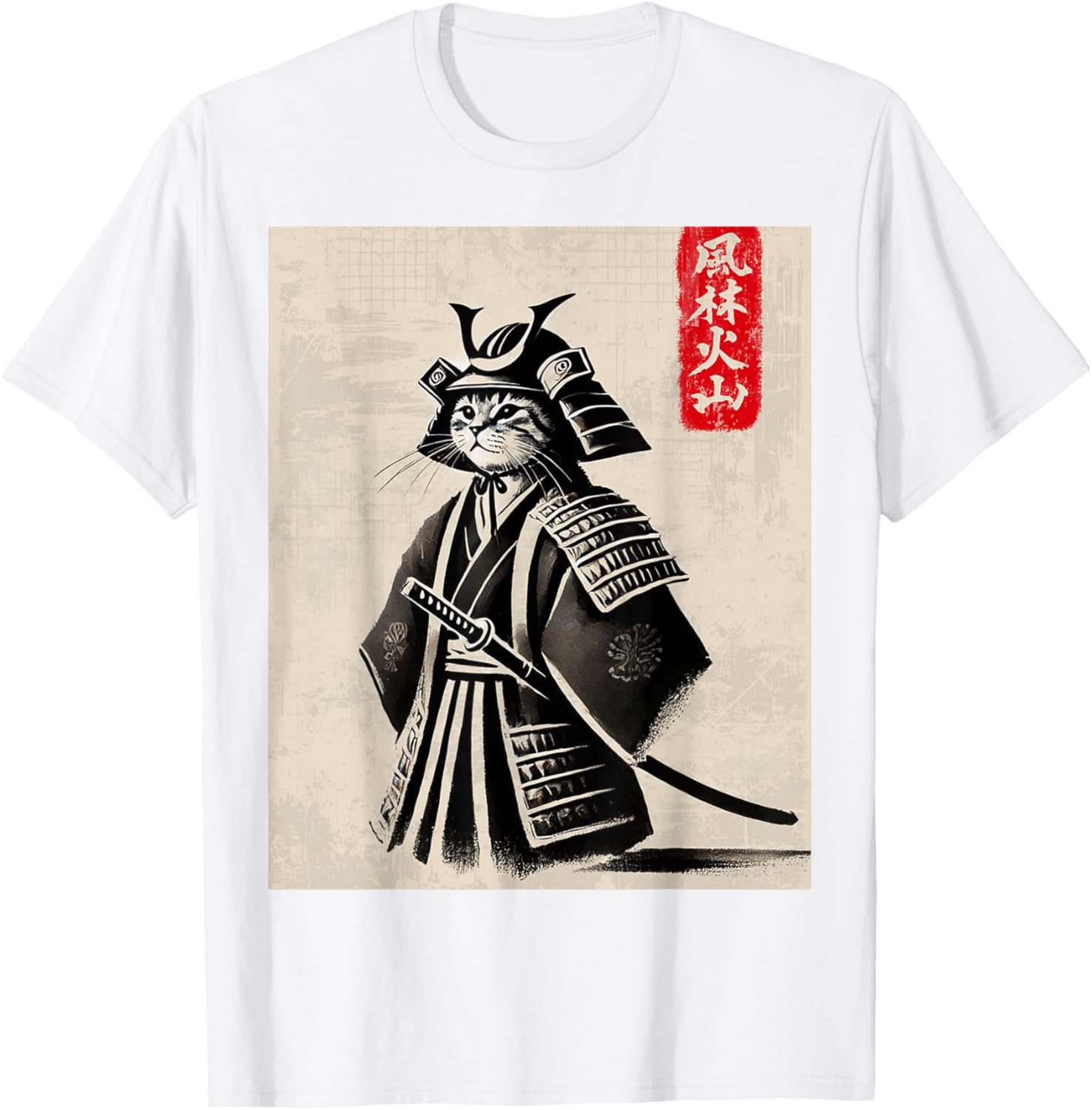 Samurai Cat Warrior Art Japanese T-Shirt Cool Design for Cat Lovers - 19