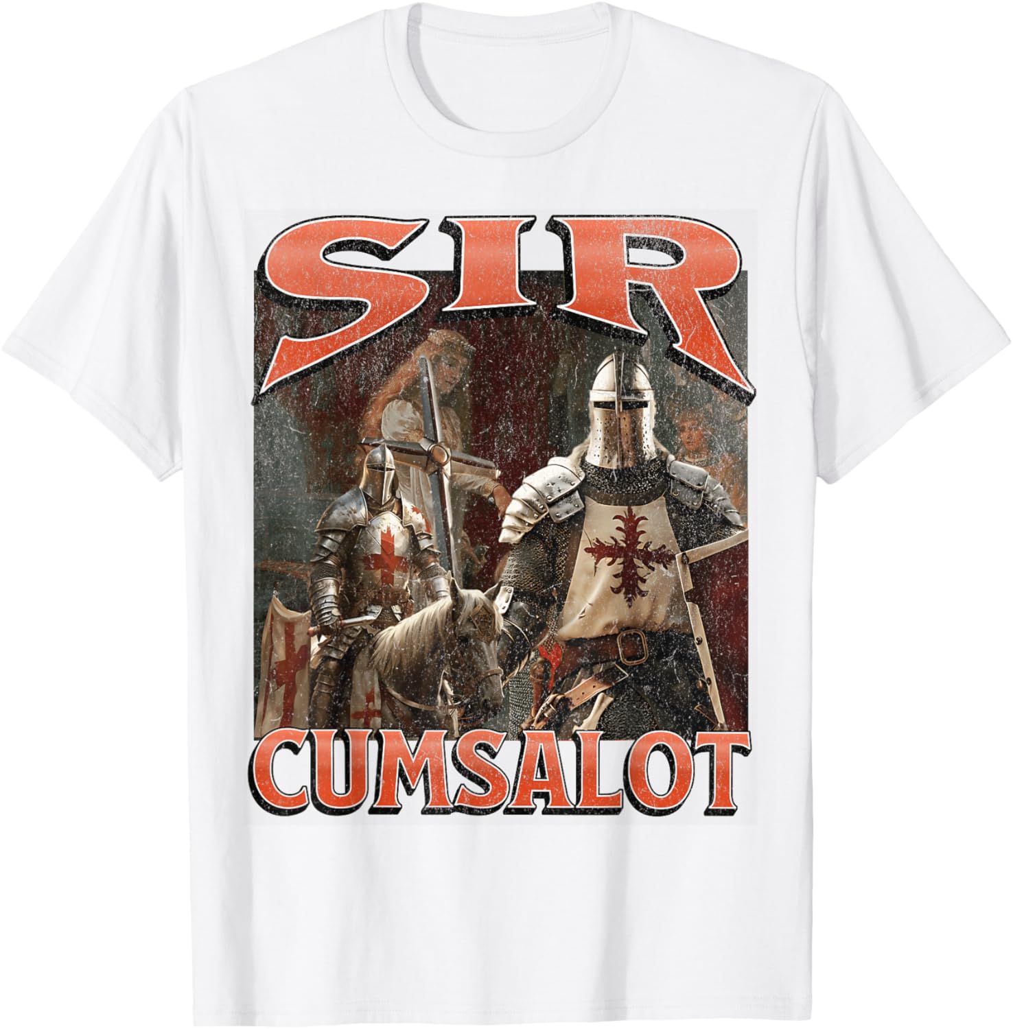 Humorous Sir Cumsalot Knight Meme Bootleg Graphic T-Shirt for Fun Fashion - 6