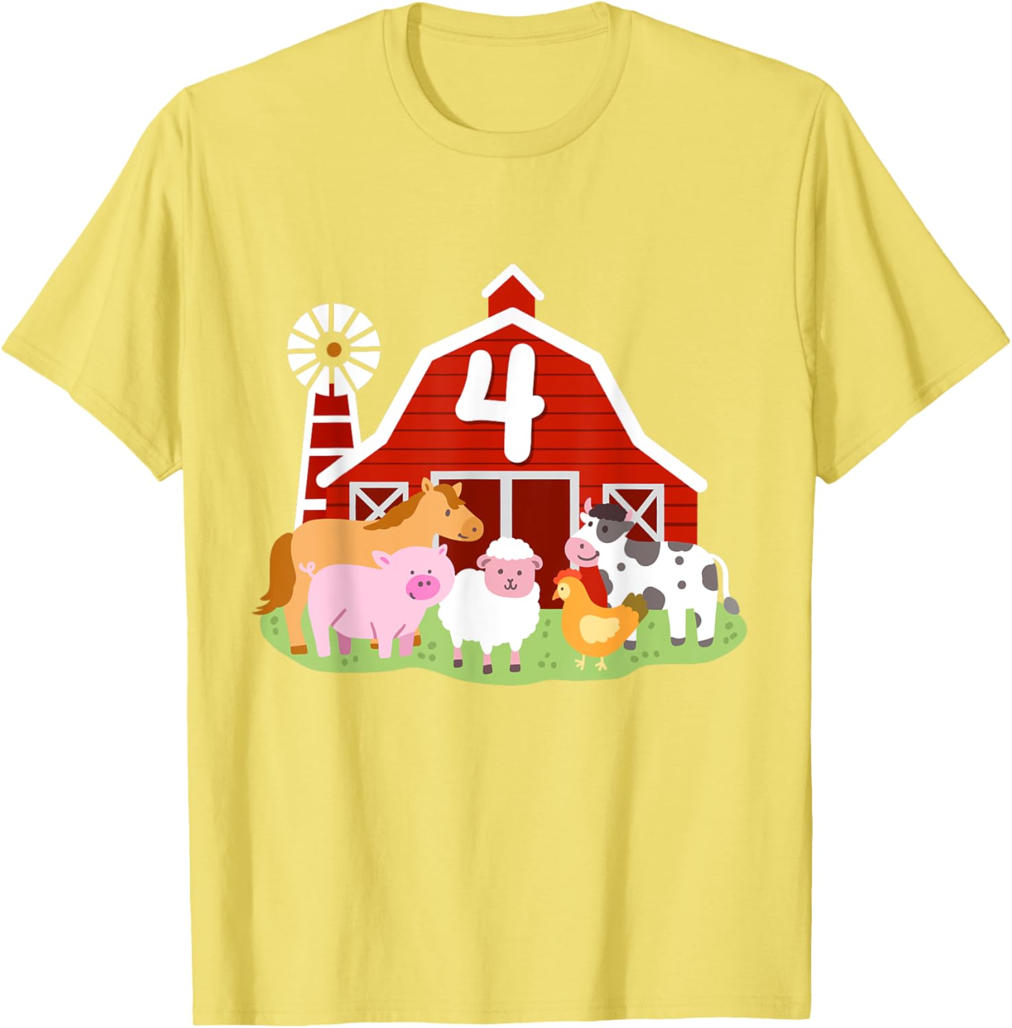 Adorable 4th Birthday Farm Animals T-Shirt for Boys Toddler Party Fun - 5