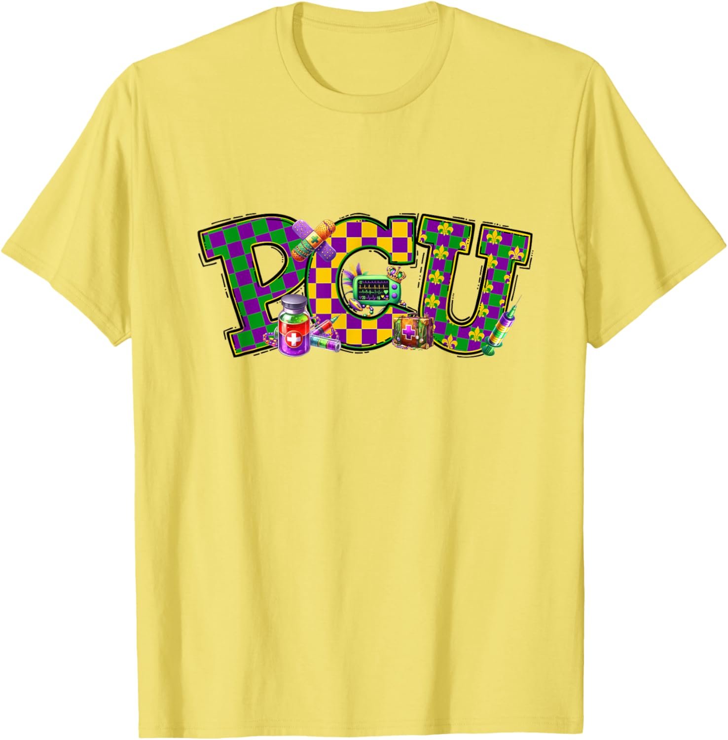 Mardi Gras PCU Nurse T-Shirt for Women - Fun Medical Care Unit Apparel - 7