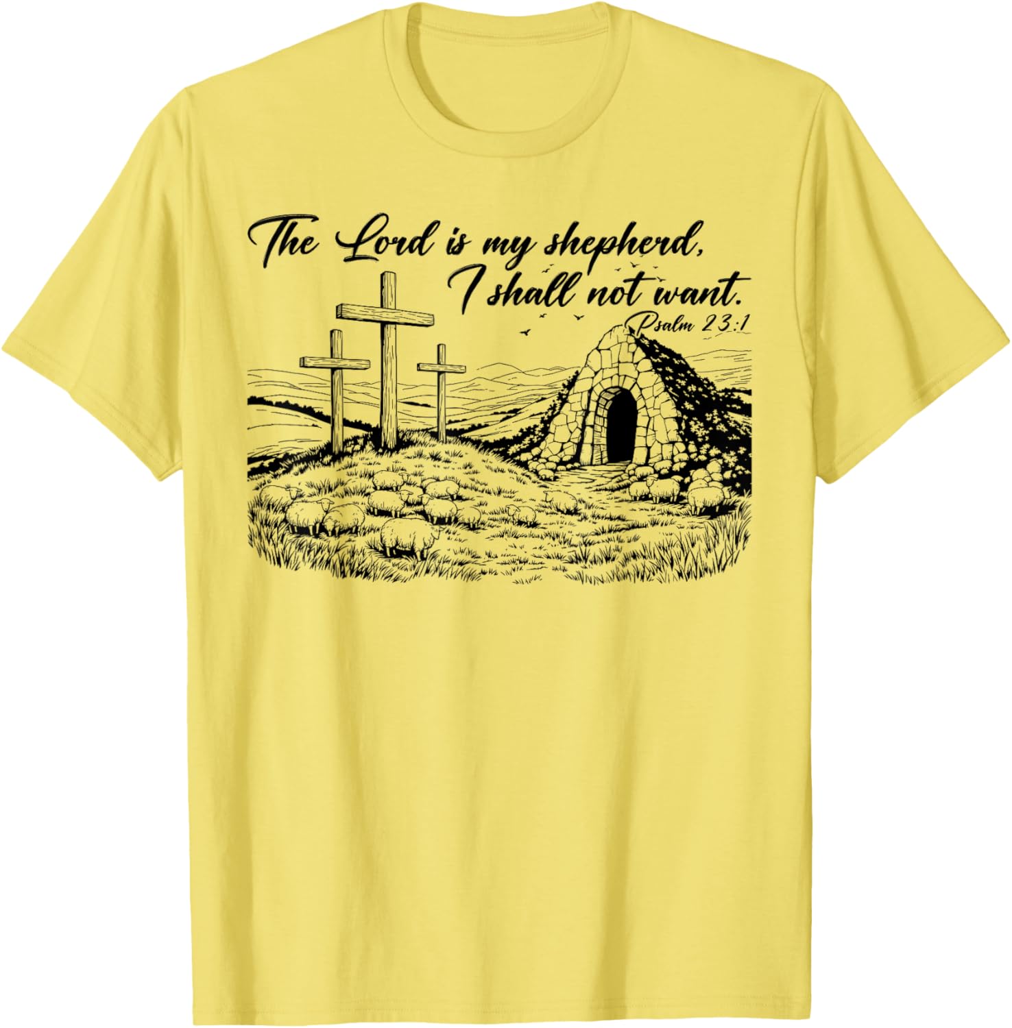 Happy Easter Christian T-Shirt The Lord Is My Shepherd Design - 10