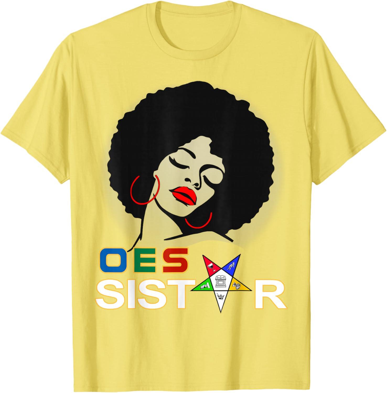 Beautiful Red Afro Earrings and Sistar Eastern Star T-Shirt for Girls - 29