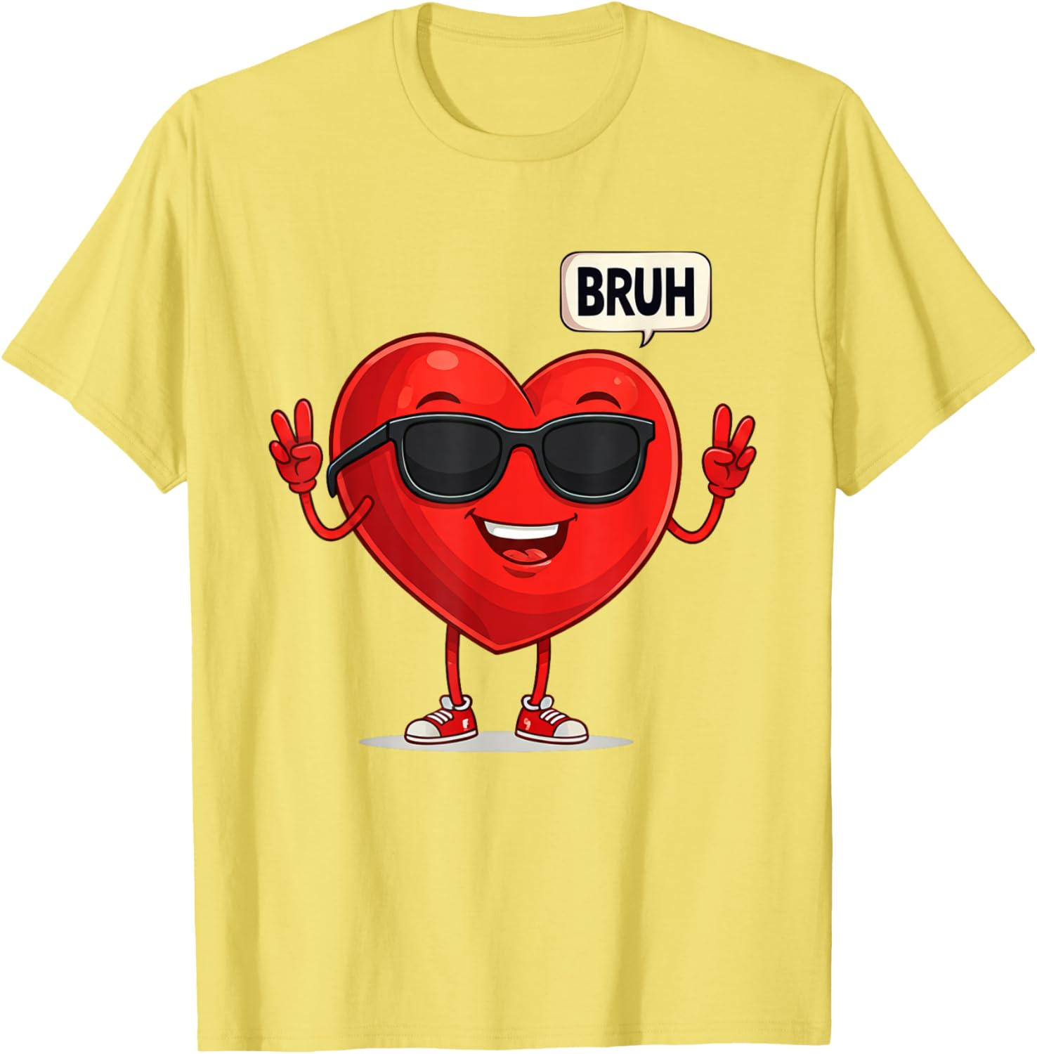 BRUH Valentine's Day Heart Humor Meme Graphic T-Shirt for Men and Women - 1