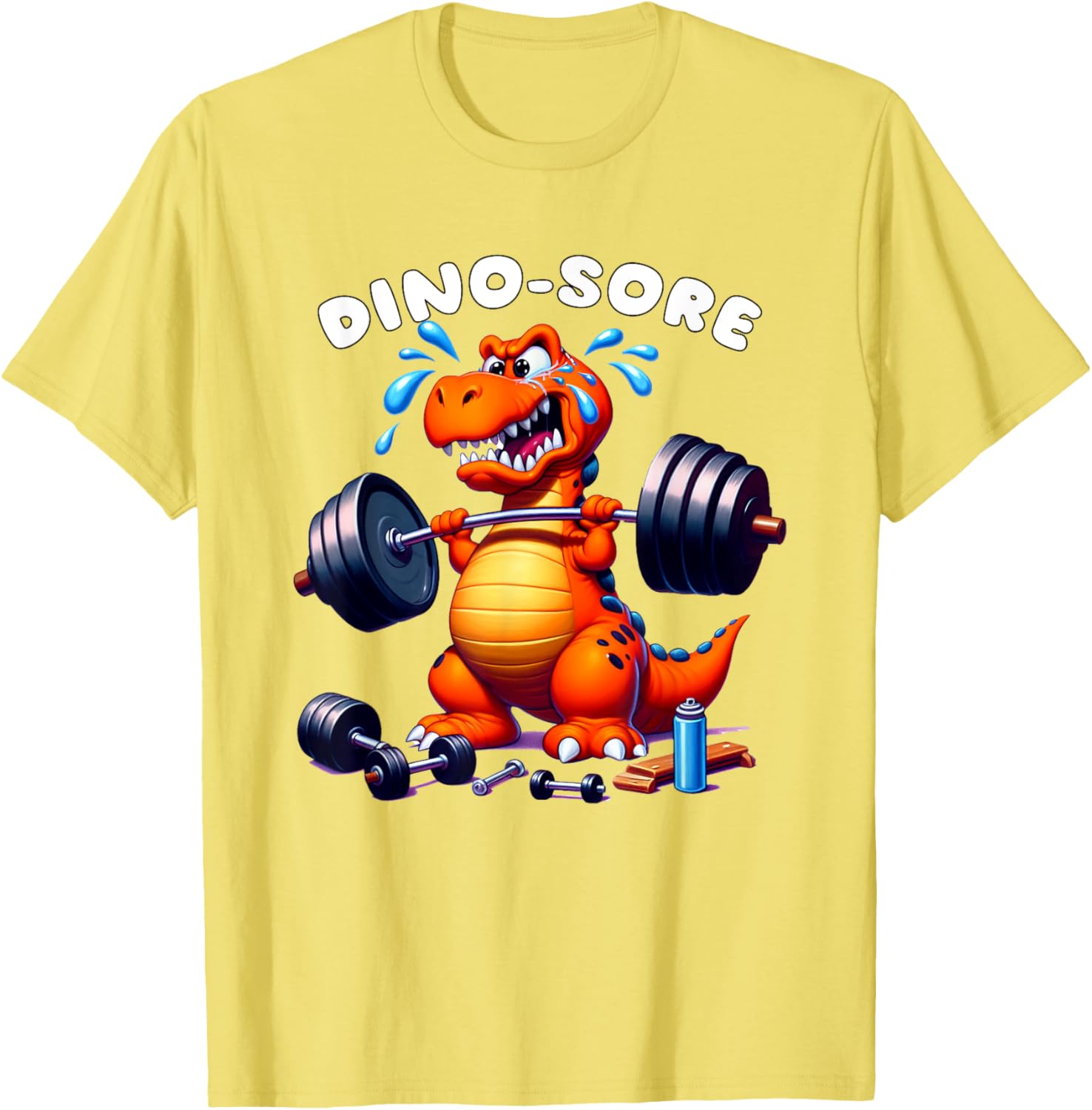 Dino Sore Gym T-Shirt for Fitness Lovers - Fun Lifting Weights Design - 6