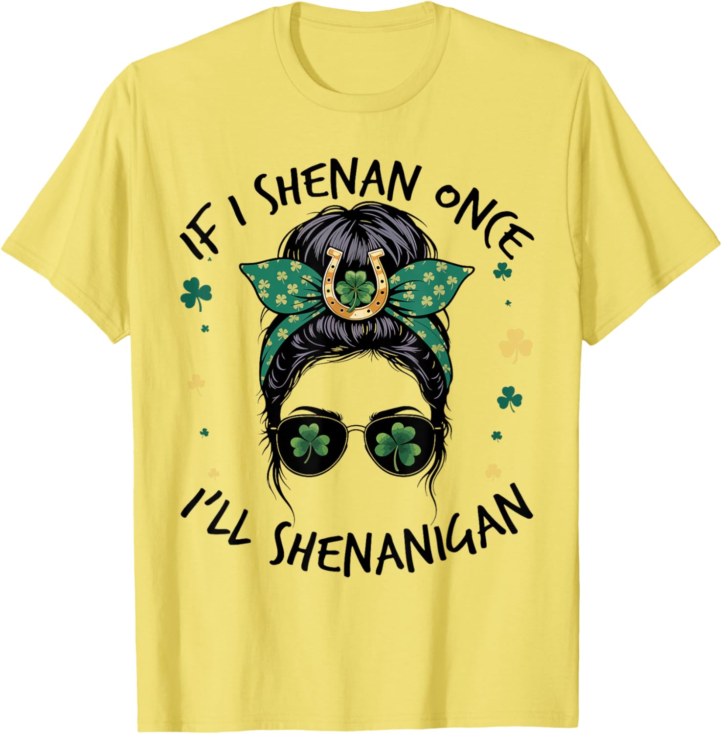 Shenanigans Messy Bun St Patricks Day T-Shirt for Fun Celebrations - 11