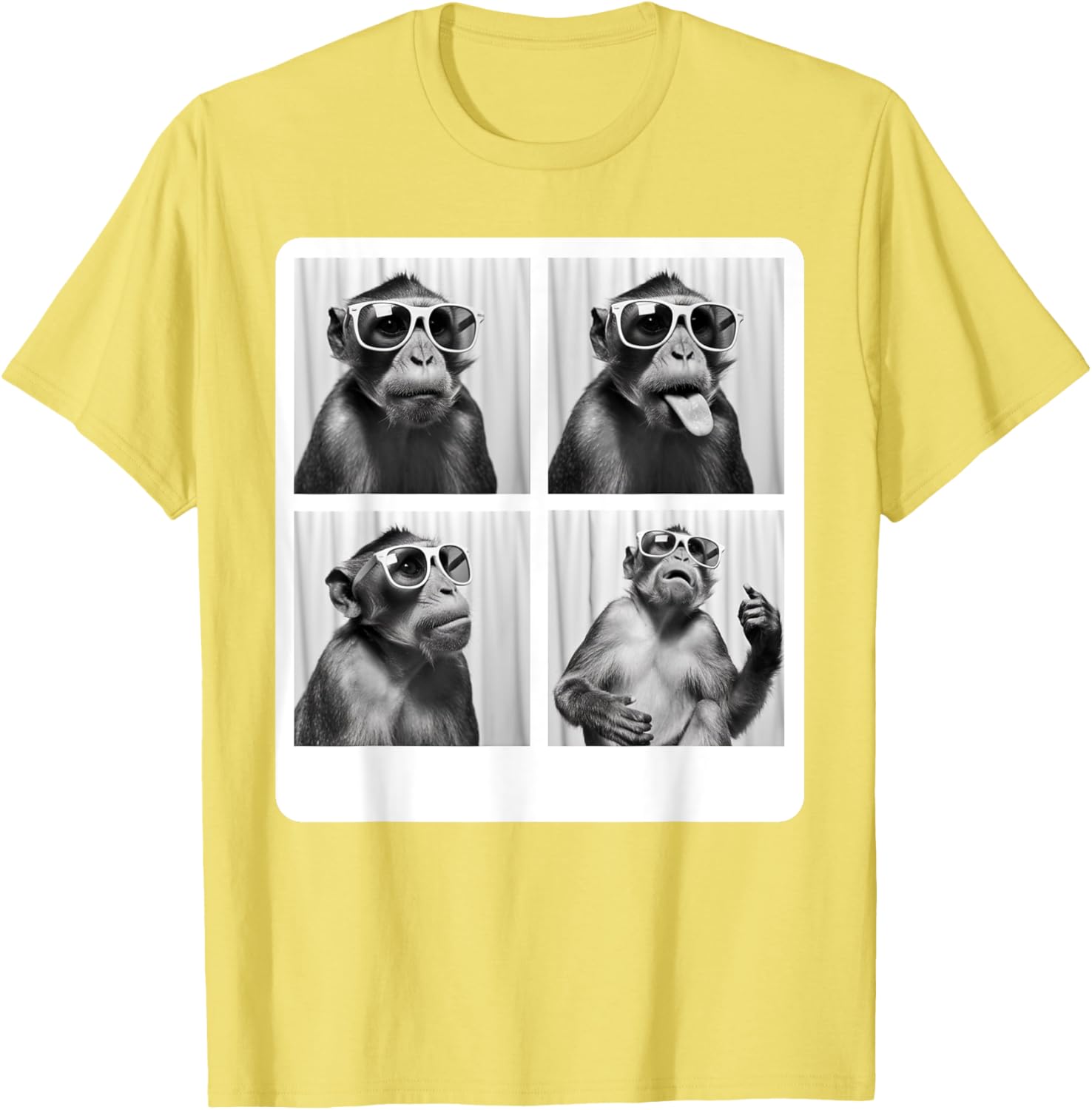 Funny Monkey Photo Booth T-Shirt with Sunglasses for Animal Lovers - 6