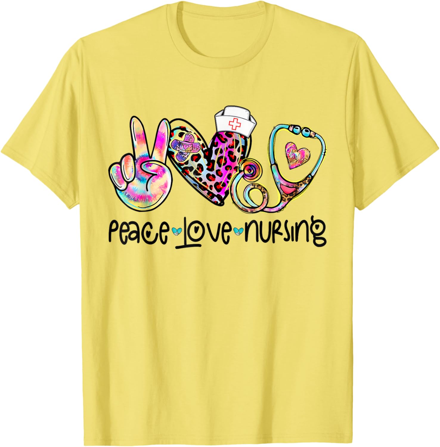 Peace Love Nursing Stethoscope T-Shirt for Nurse Week 2025 Perfect Gift - 21