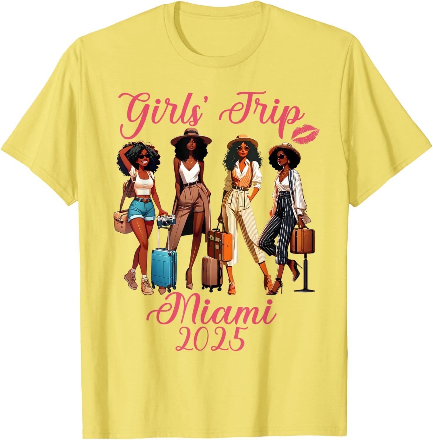 Miami Girls Trip 2025 Birthday Squad T-Shirt for Black Girls Fun Vacation - 4