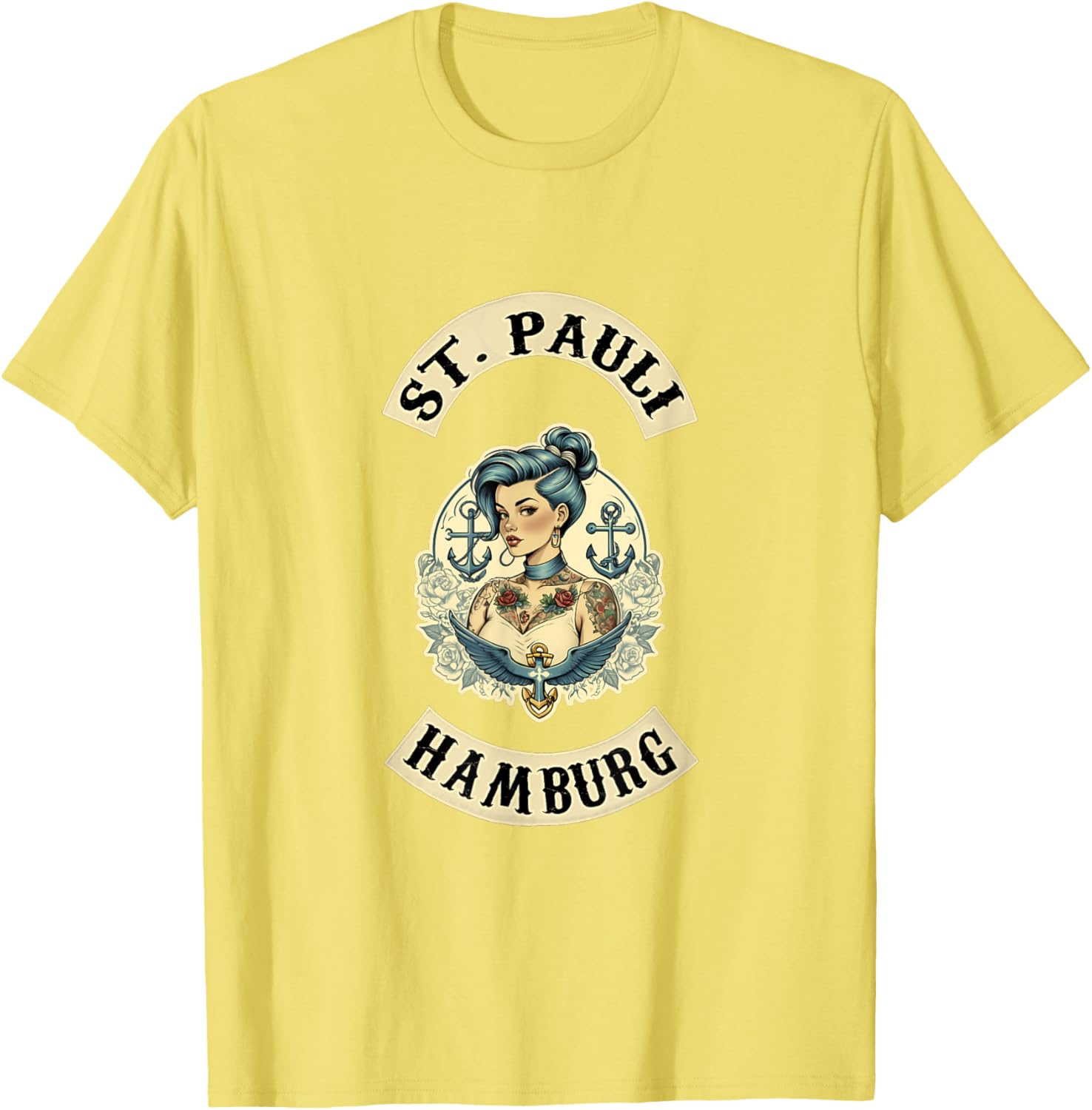 Hamburg St. Pauli Reeperbahn Sailor Tattoo Girl T-Shirt for Fans - 28