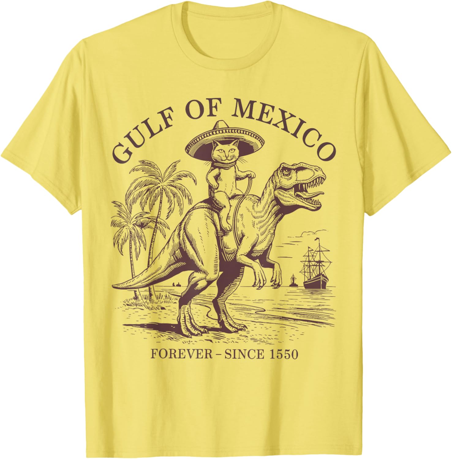 Funny Pirate Cat Dinosaur T-Shirt for Men and Women, Gulf of Mexico Vibe - 2