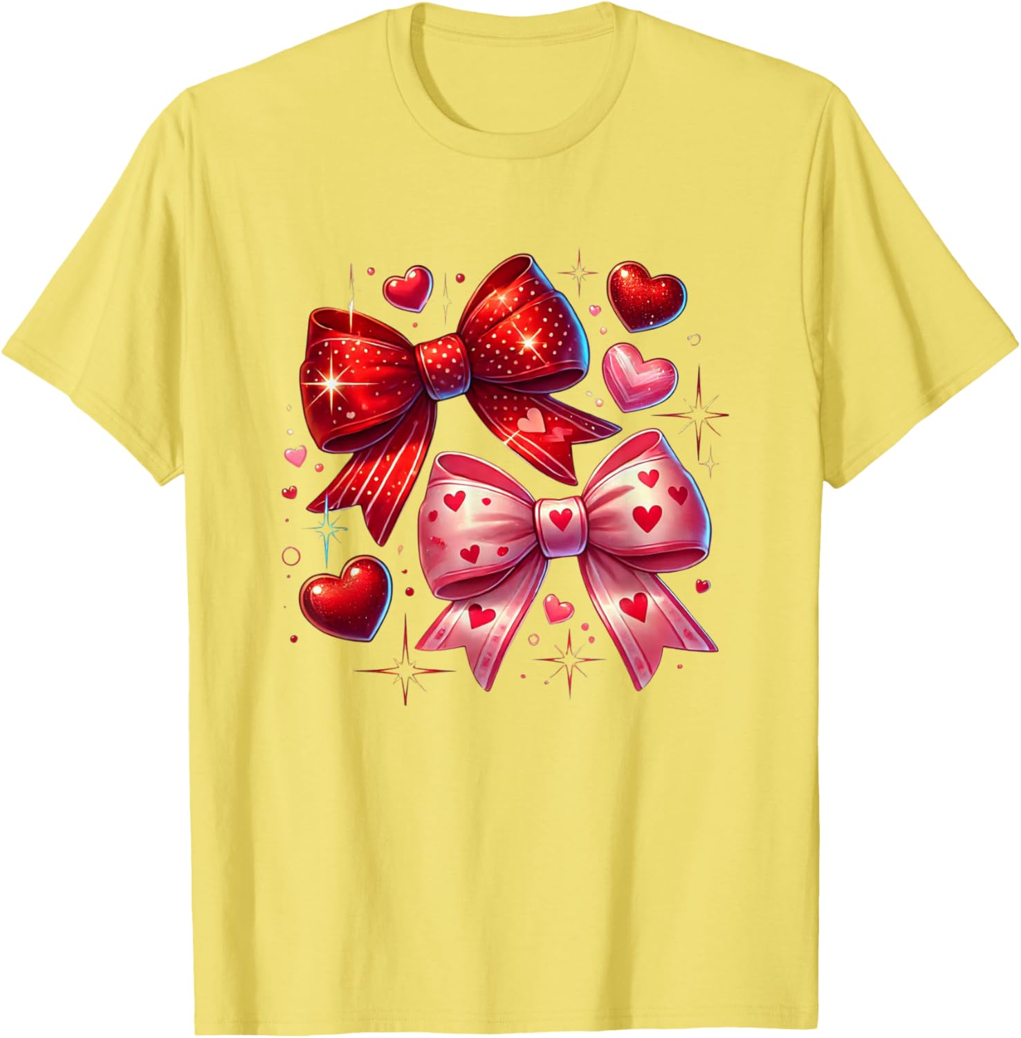 Heart Bows and Stars Romantic Love T-Shirt for Couples and Gifting - 2