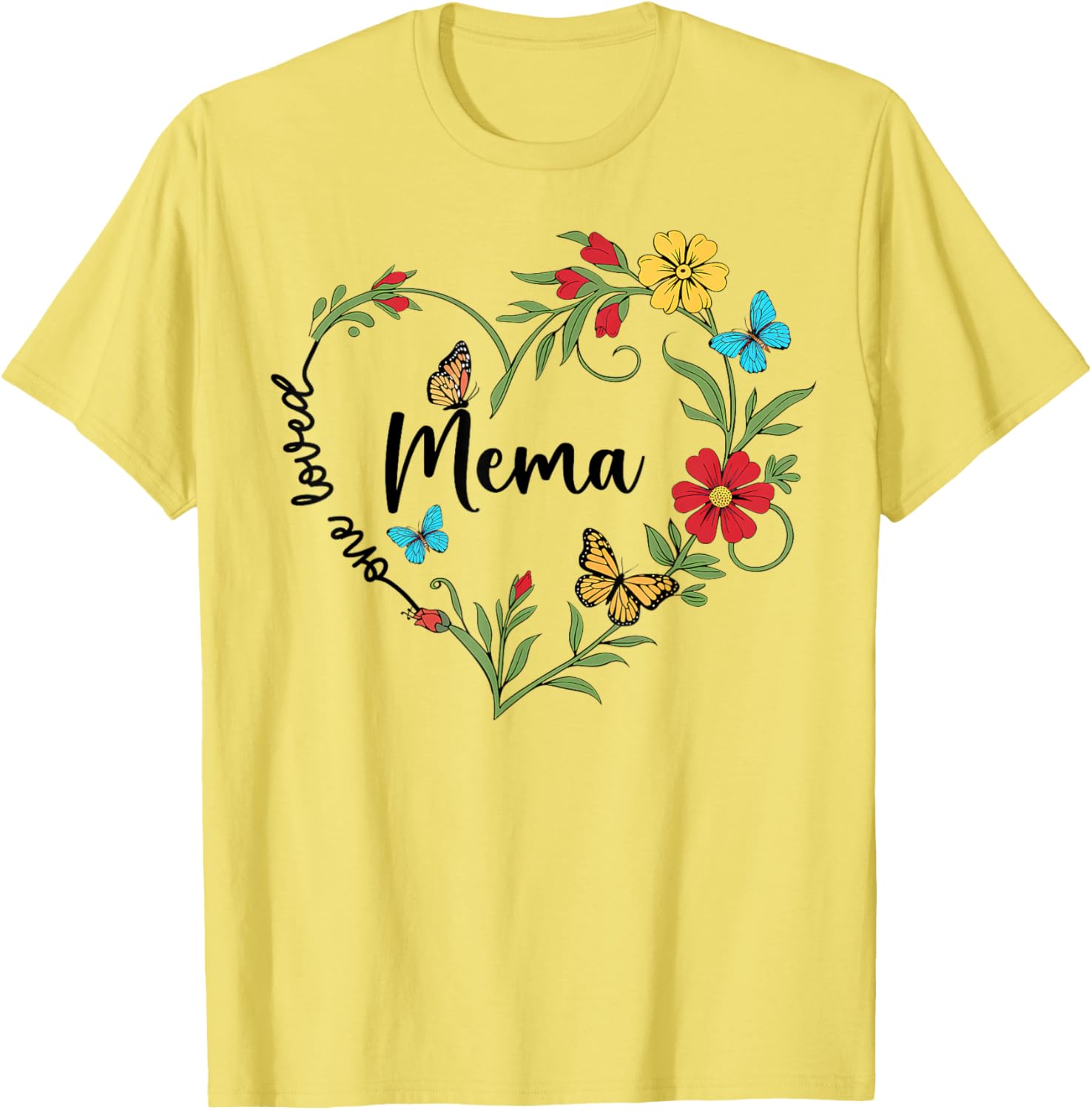 Floral One Loved Mema Heart T-Shirt for Mom and Grandma on Mother's Day - 17