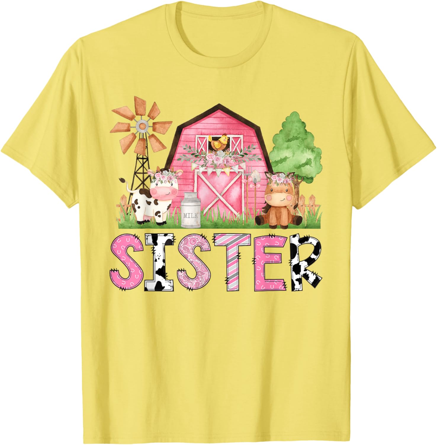 Sister Pink Farm Animal Birthday Matching Family T-Shirt for Kids - 16