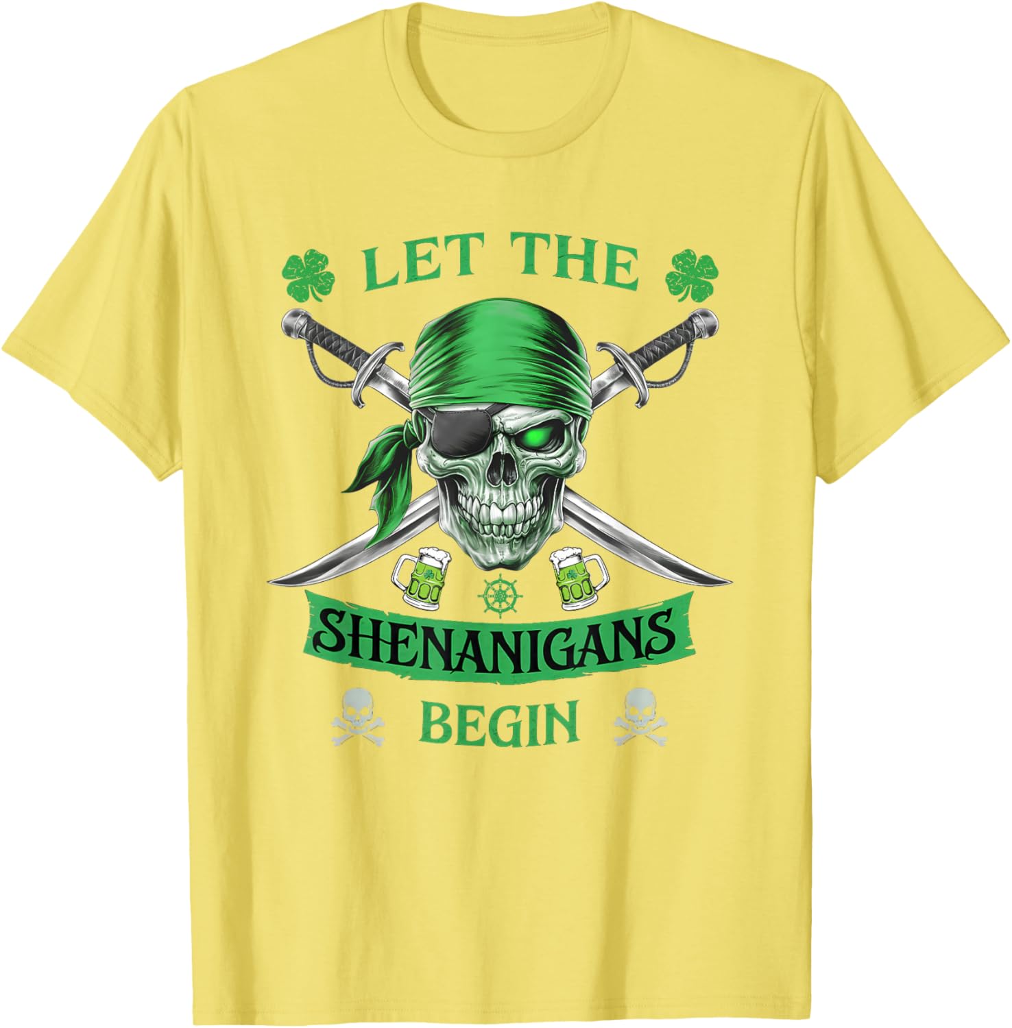 Pirate Skull St Patricks Day T-Shirt for Men Let the Shenanigans Begin - 14