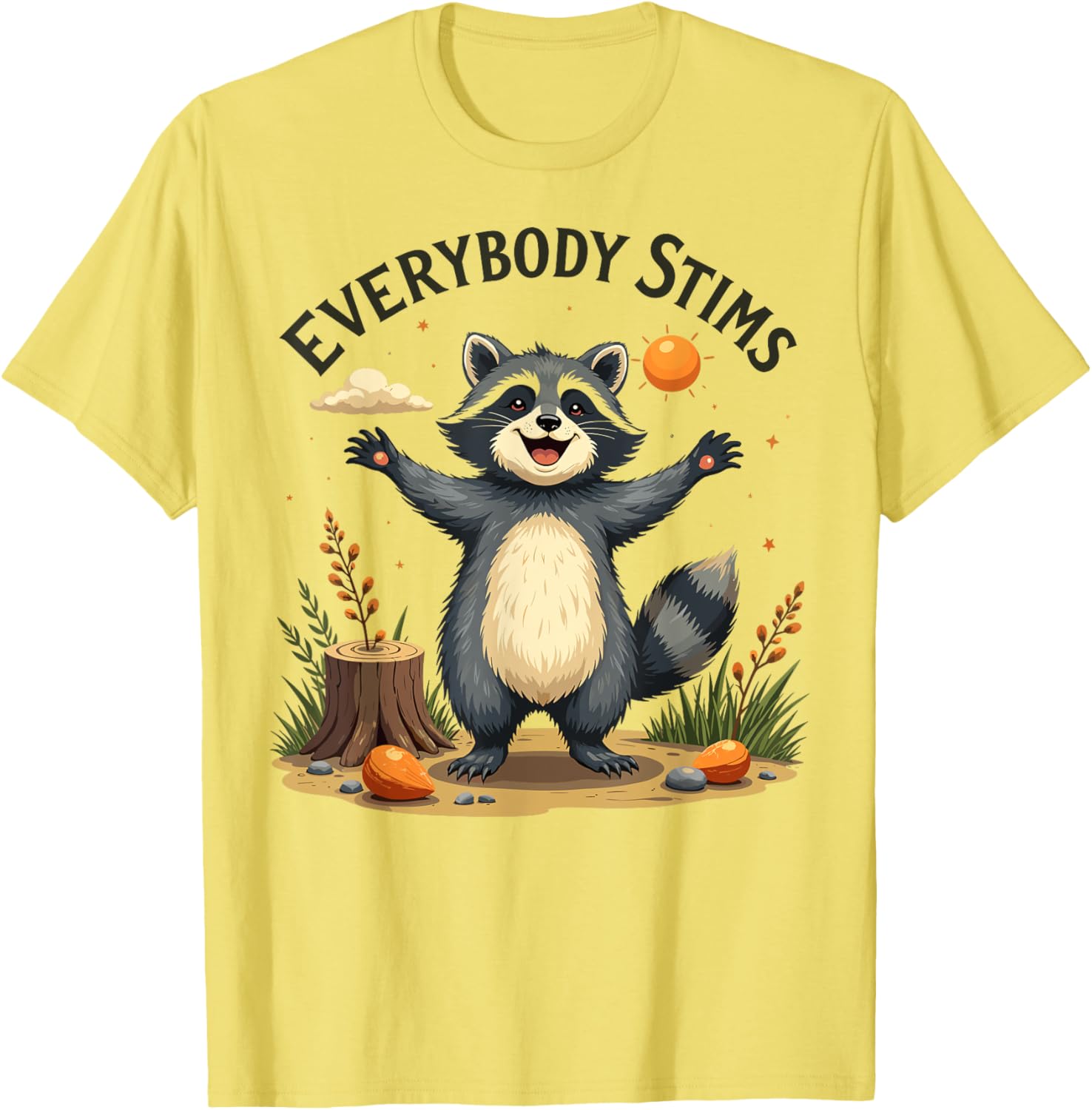 Support Autism Awareness with Everybody Stims Raccoon T-Shirt - 9