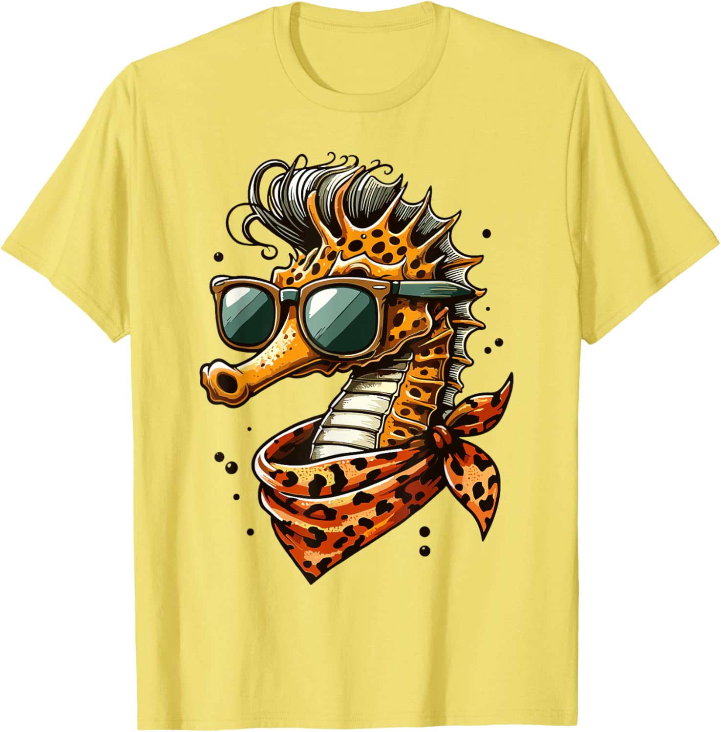 Seahorse with Leopard Scarf and Sunglasses Fun T-Shirt for Animal Lovers - 26