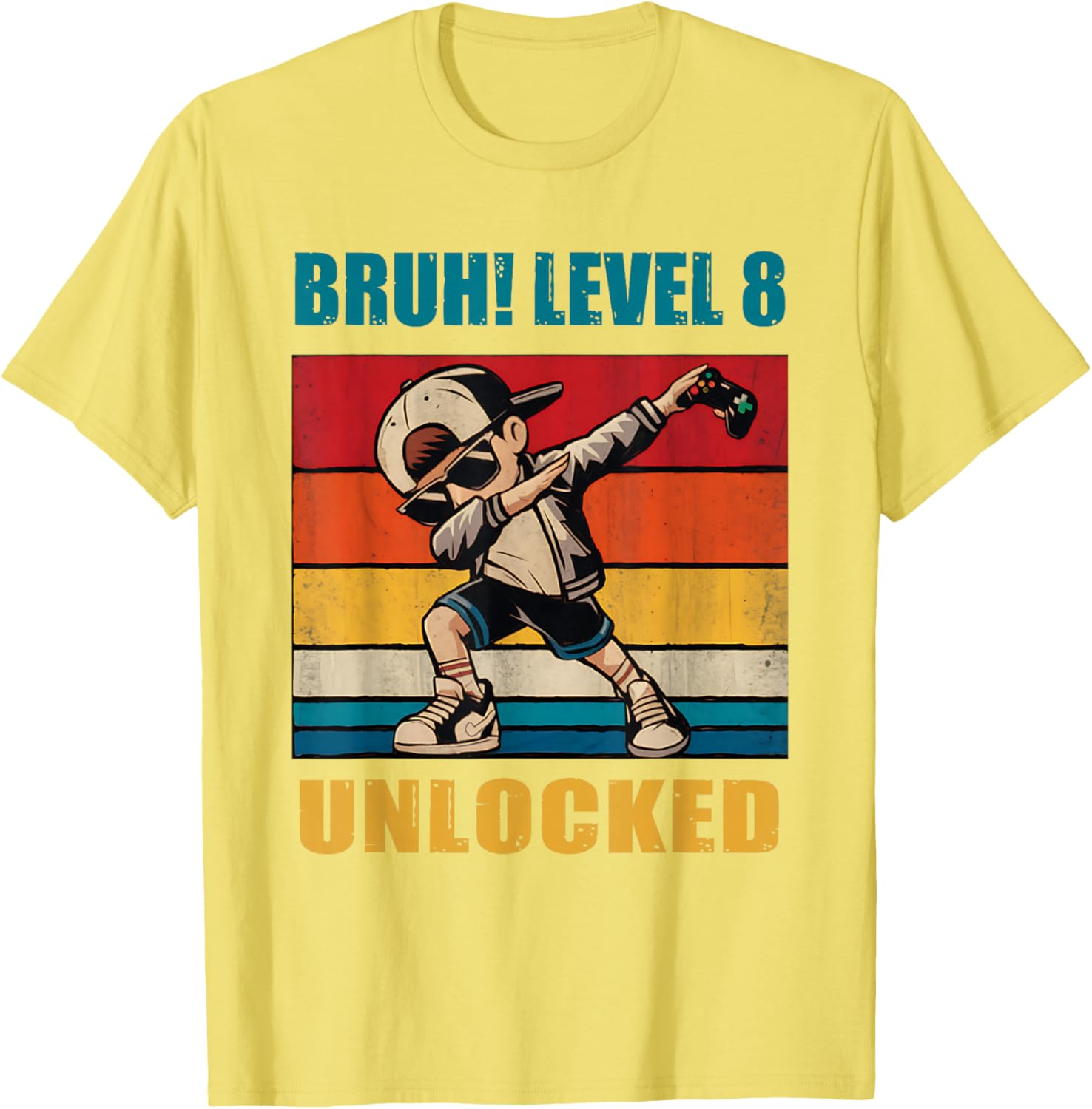 8 Year Old Birthday Gamer T-Shirt Level 8 Unlocked Dabbing Fun - 8
