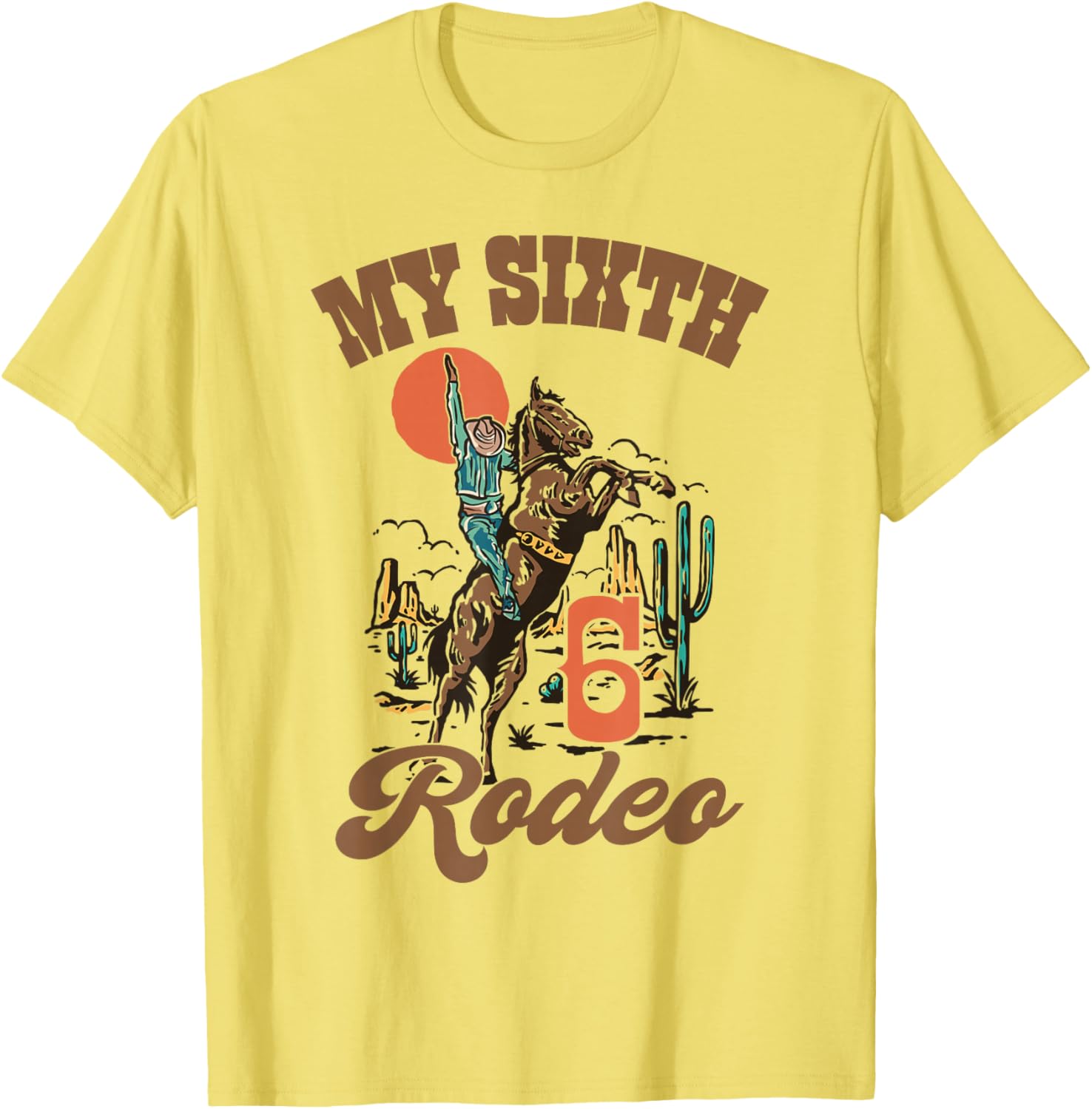 My Sixth Rodeo Retro Western Cowboy Birthday T-Shirt for Kids - 5