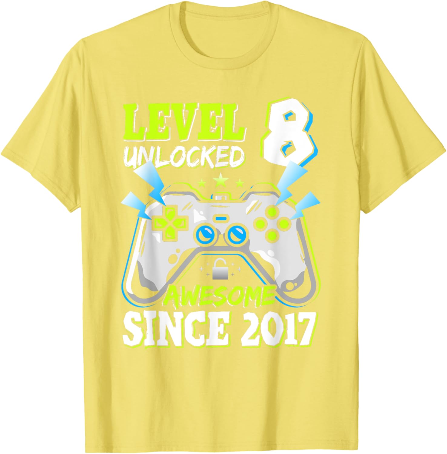 Level 8 Unlocked 2017 Video Game Birthday T-Shirt for Boys - 5