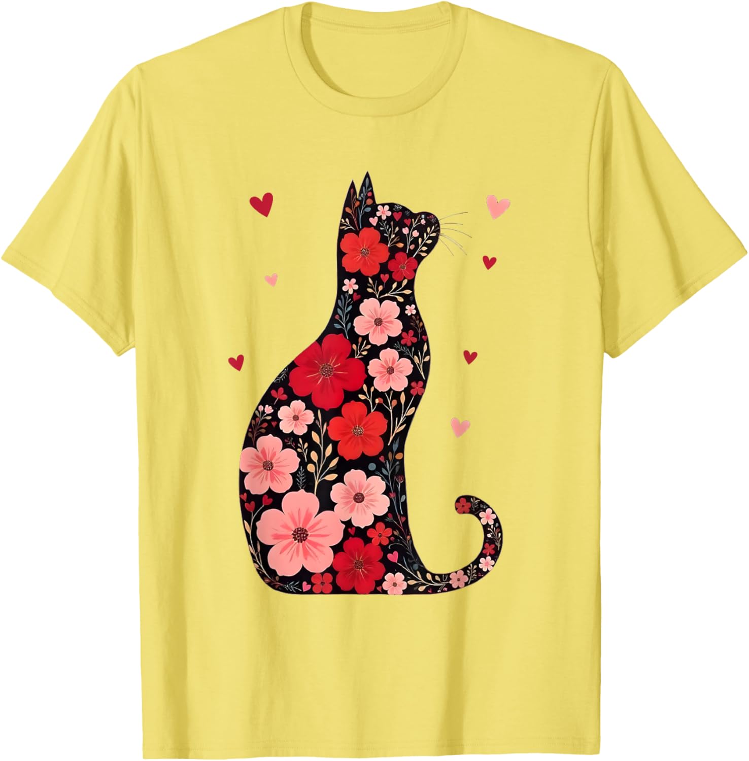 Happy Meowentine's Day Floral Cat T-Shirt for Women - Cute Valentine's Gift - 17
