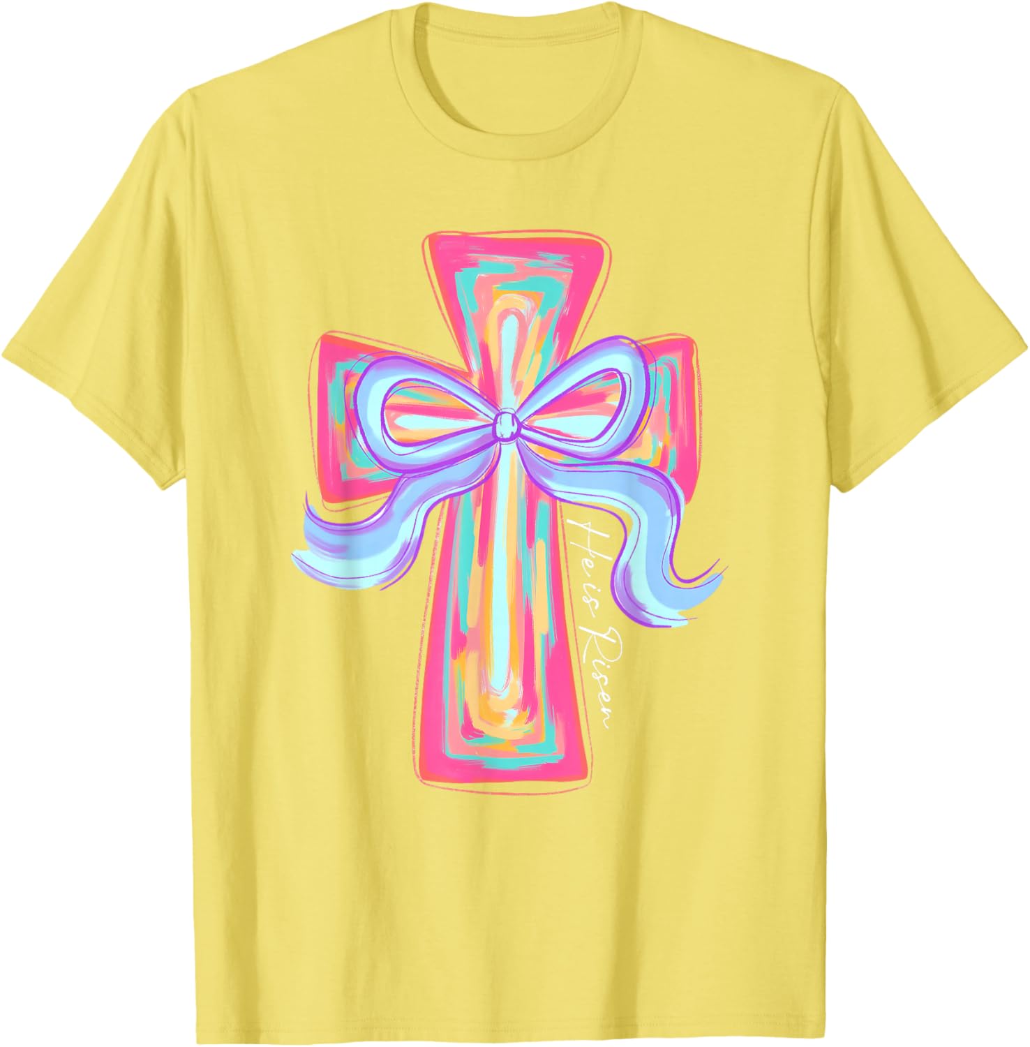 He is Risen Jesus Easter T-Shirt with Coquette Bow for Celebration - 12
