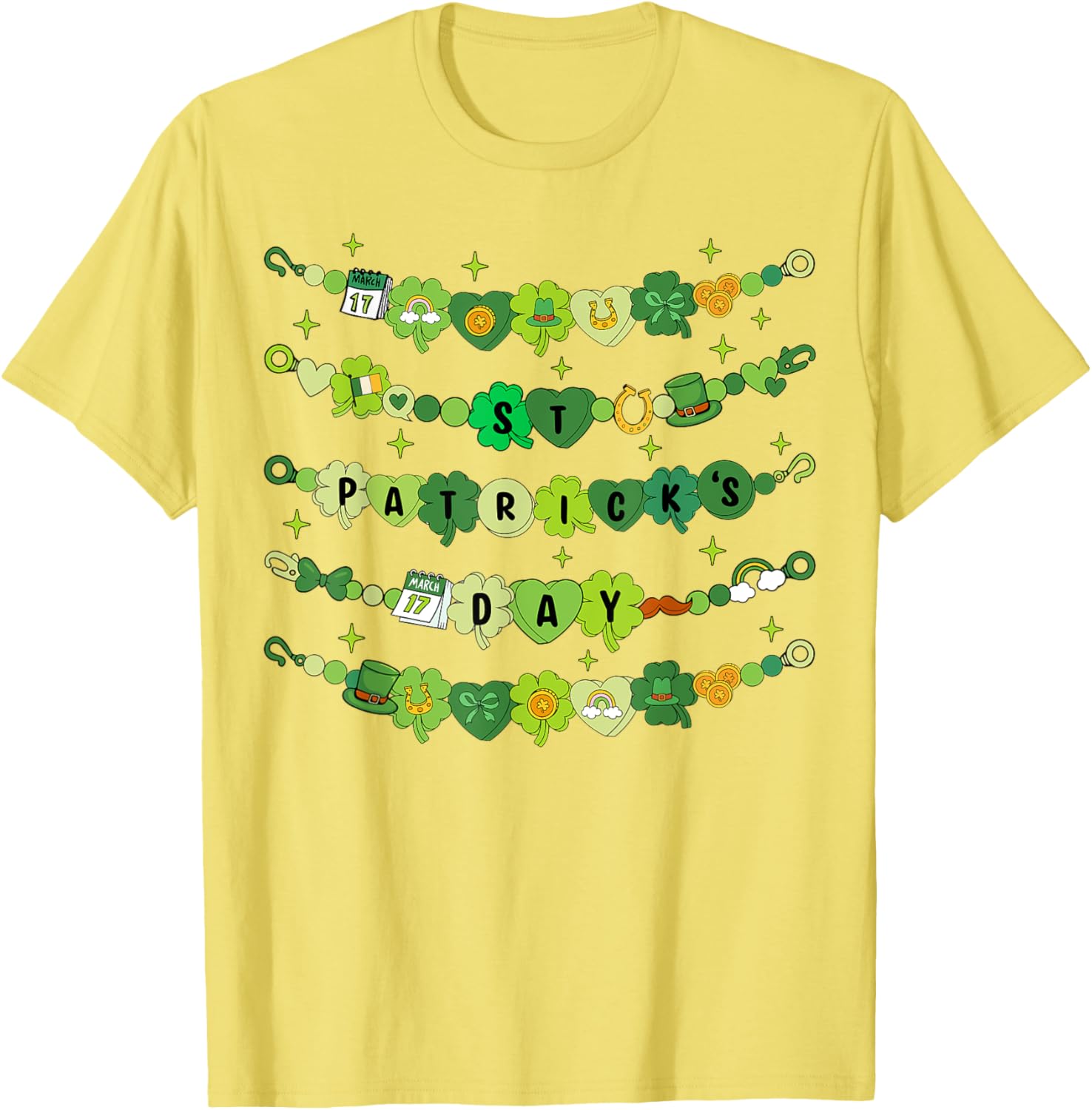 Happy St Patricks Day Friendship Bracelet T-Shirt for Girls - 4