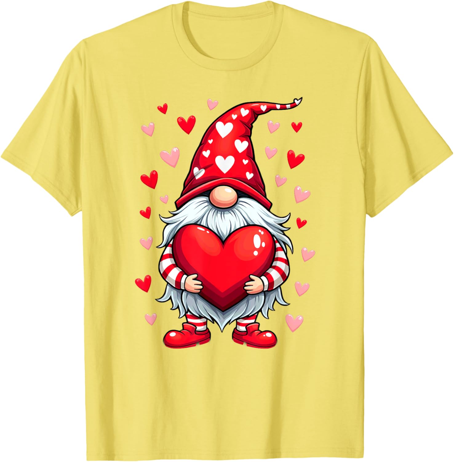 Adorable Valentine's Day Gnome T-Shirt with Red Heart Design - 6