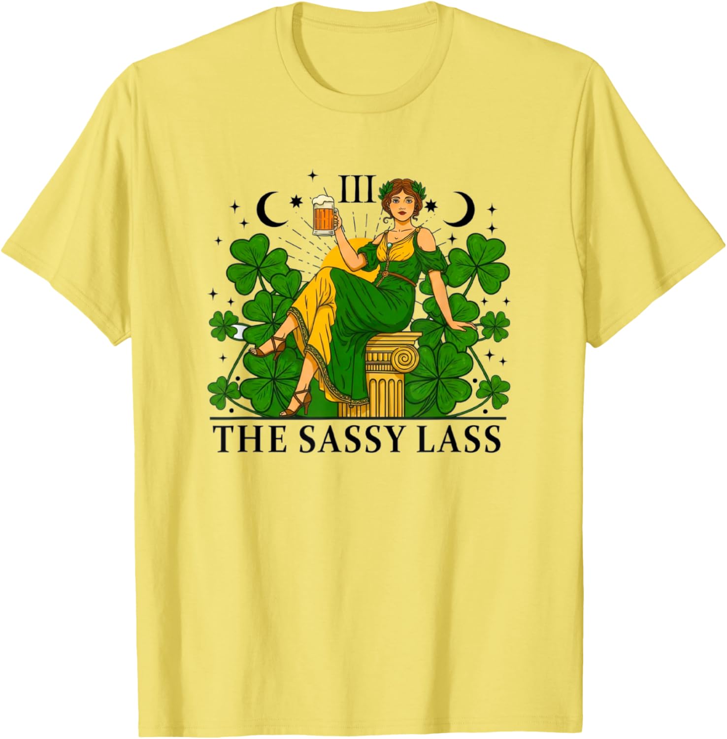 Funny Patrick's Day Sassy Lass Tarot Card T-Shirt for Festive Fun - 3