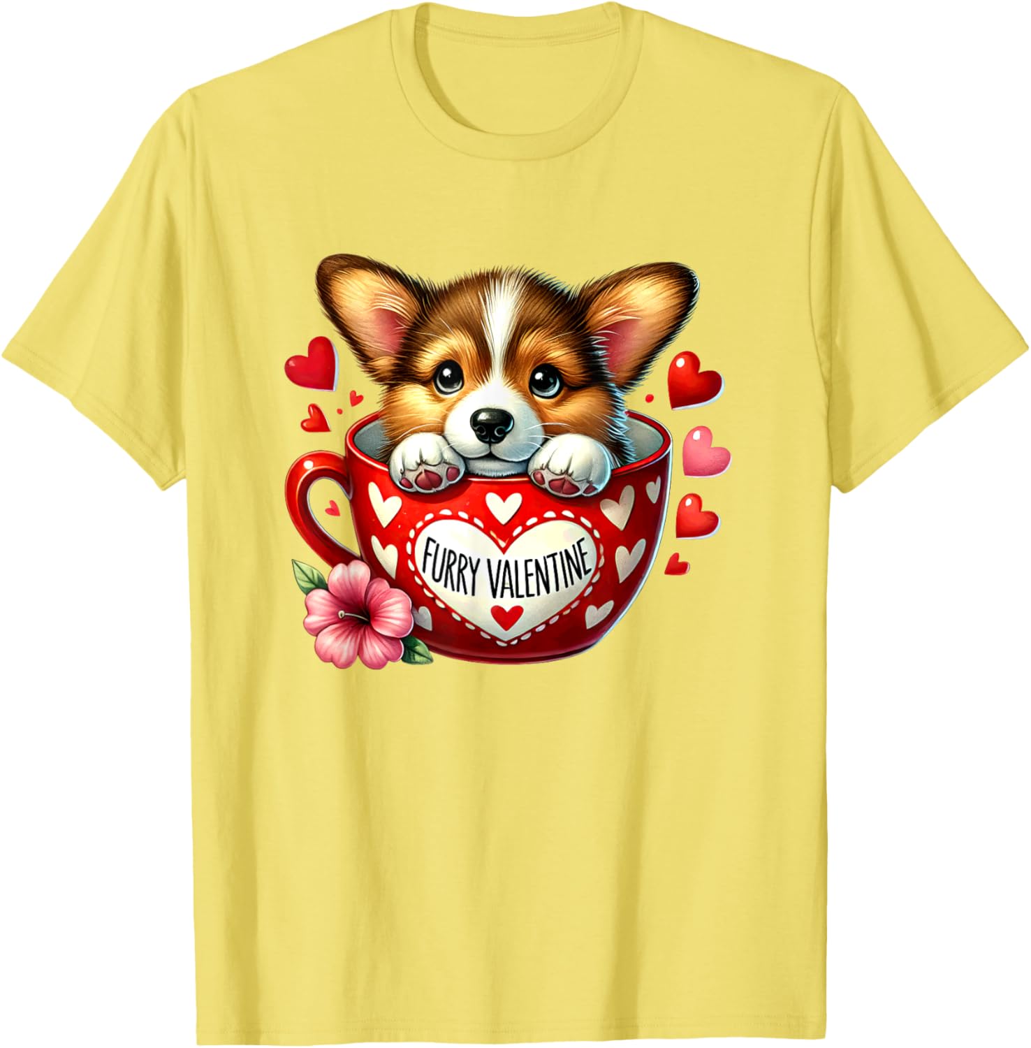 Furry Valentine Corgi Puppy Love T-Shirt for Dog Lovers and Friends - 16