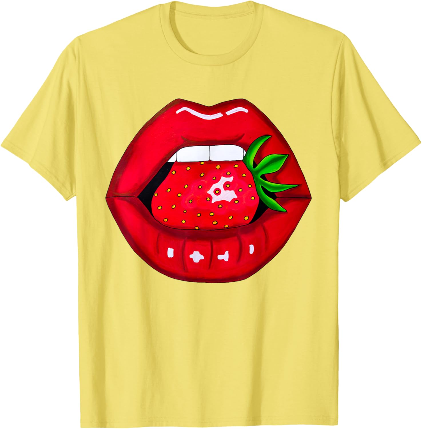 Sexy Strawberry Lips Red Lipstick Women's T-Shirt for Fun Fashion - 8