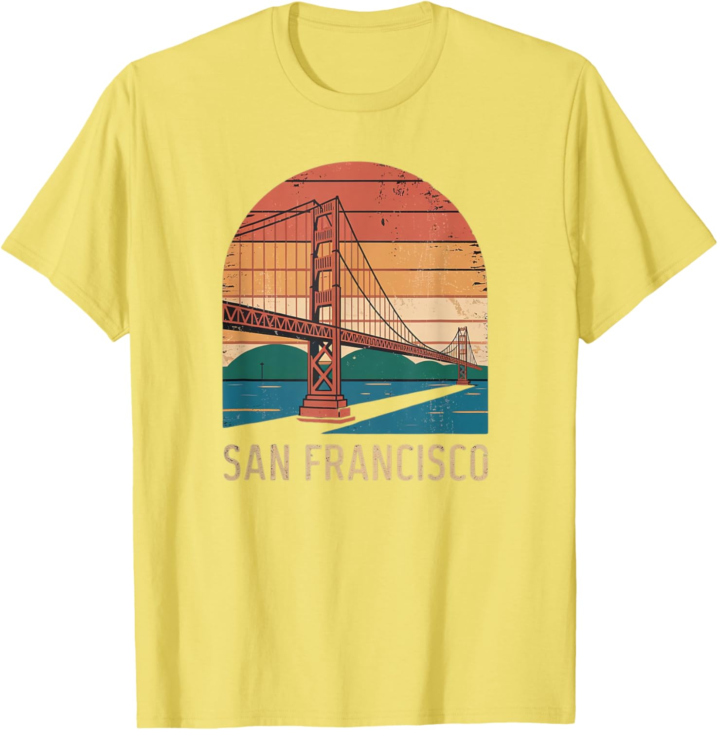 Retro San Francisco Bridge Sunset T-Shirt for Vintage Style Lovers - 4
