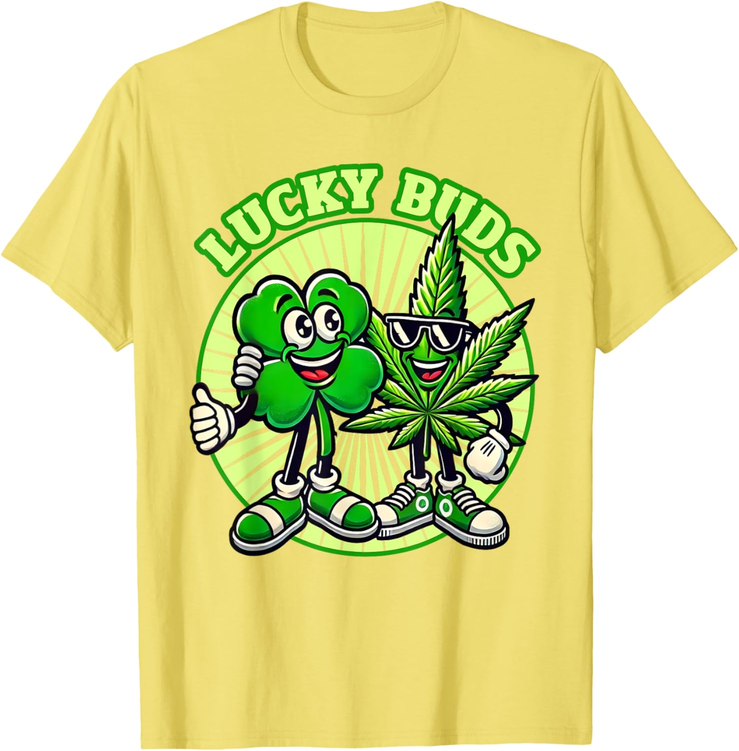 Lucky Buds St. Patrick's Day Retro Clover Weed T-Shirt for High Spirits - 2